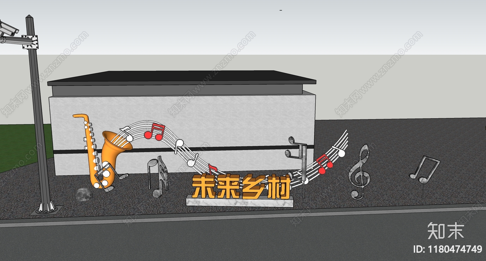 新中式艺术装置SU模型下载【ID:1180474749】