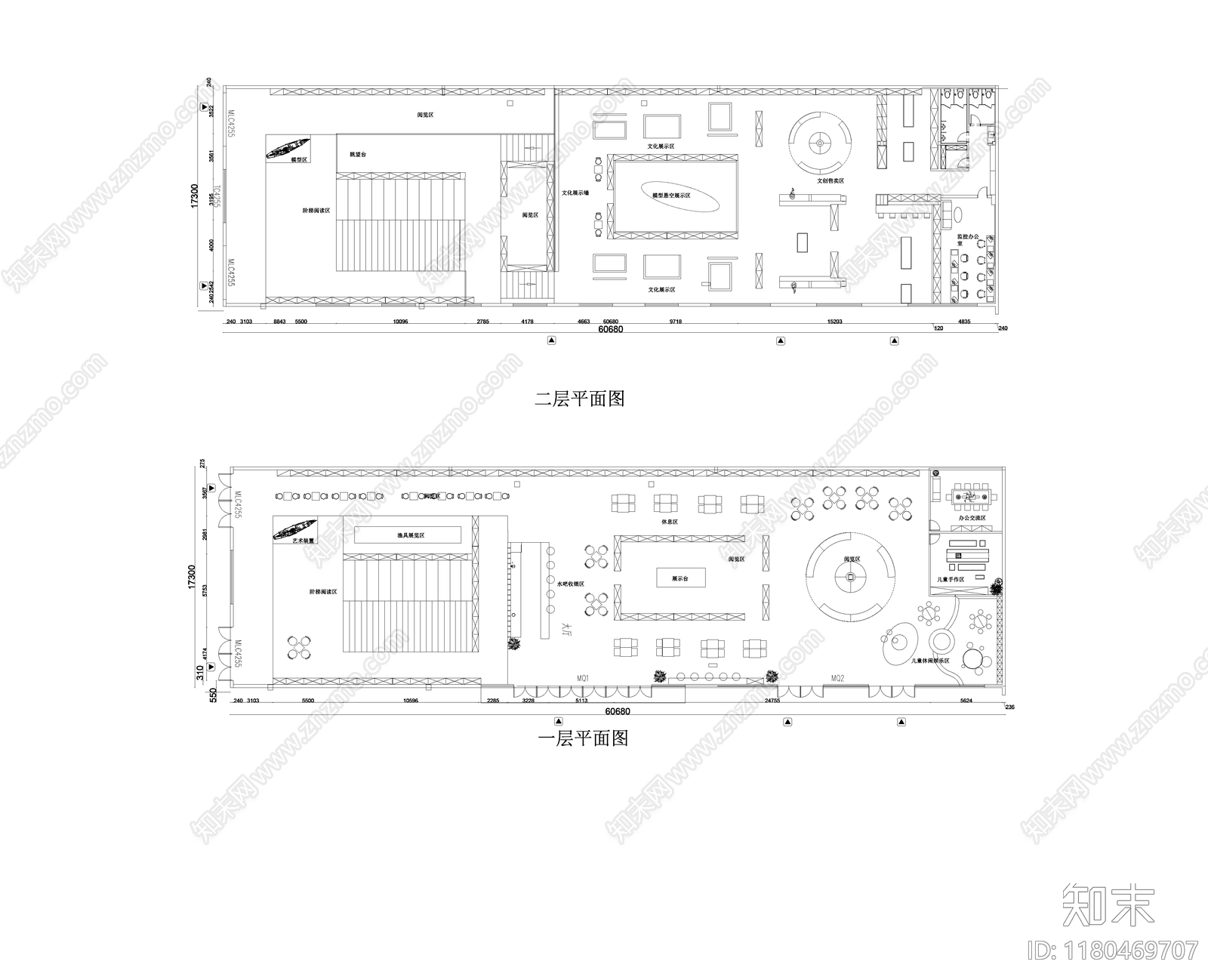 现代图书馆cad施工图下载【ID:1180469707】