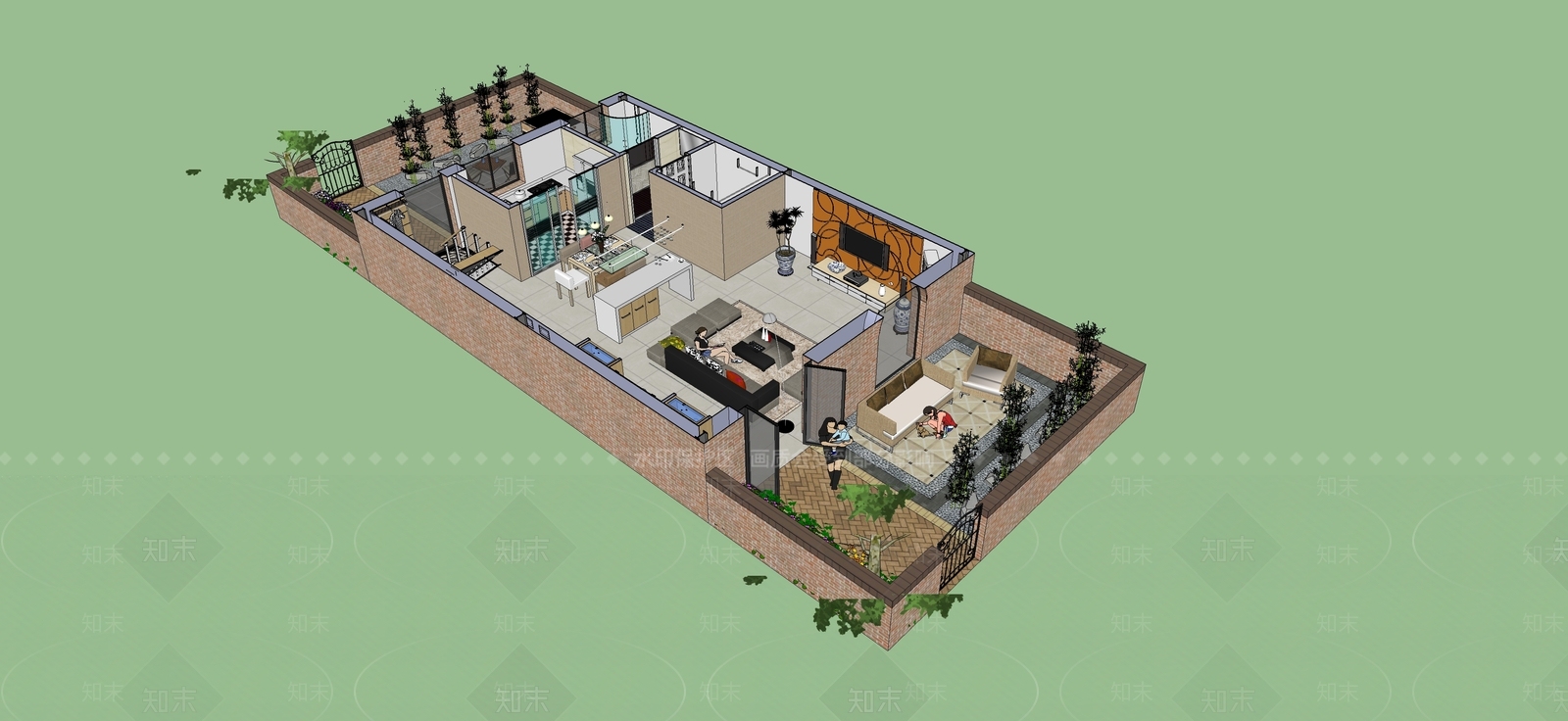 现代新中式商场建筑SU模型下载【ID:1180471176】