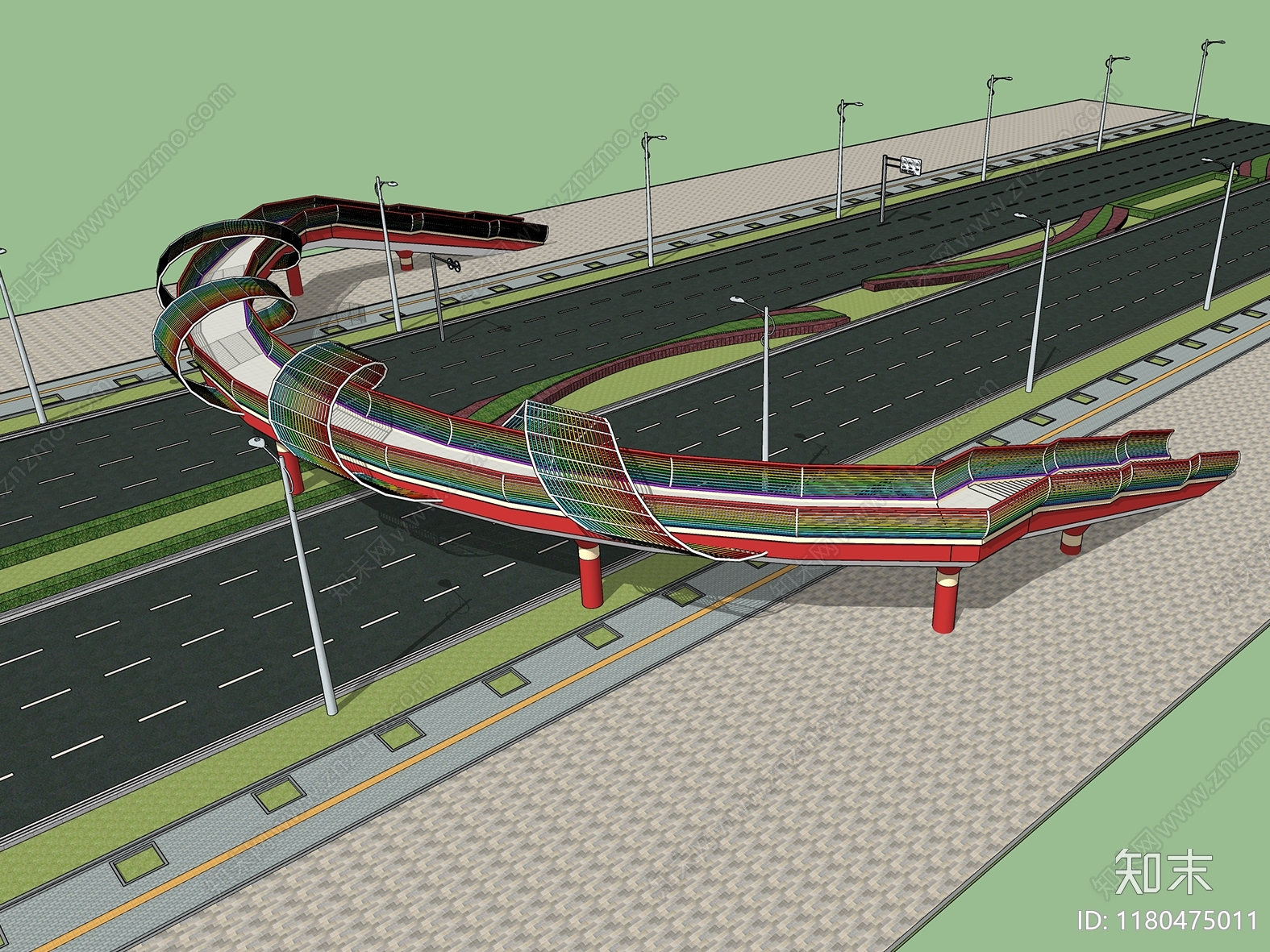 现代景观桥SU模型下载【ID:1180475011】