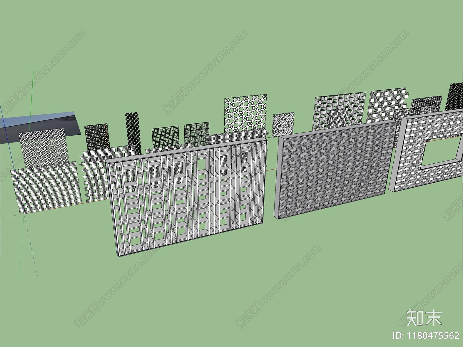 中式景墙SU模型下载【ID:1180475562】