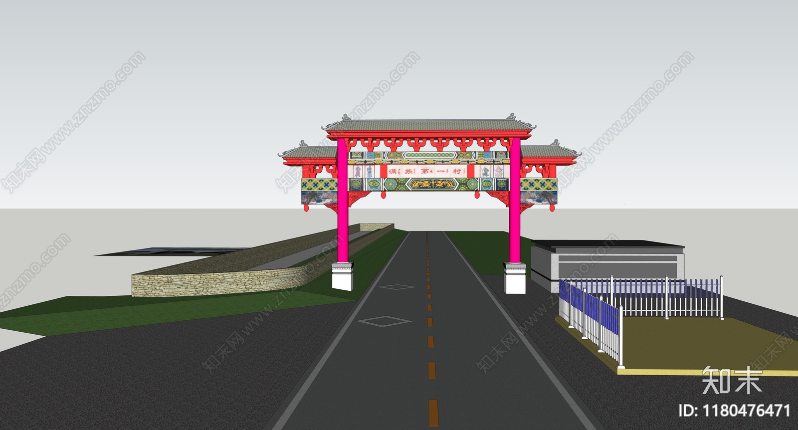 现代新中式景观柱SU模型下载【ID:1180476471】