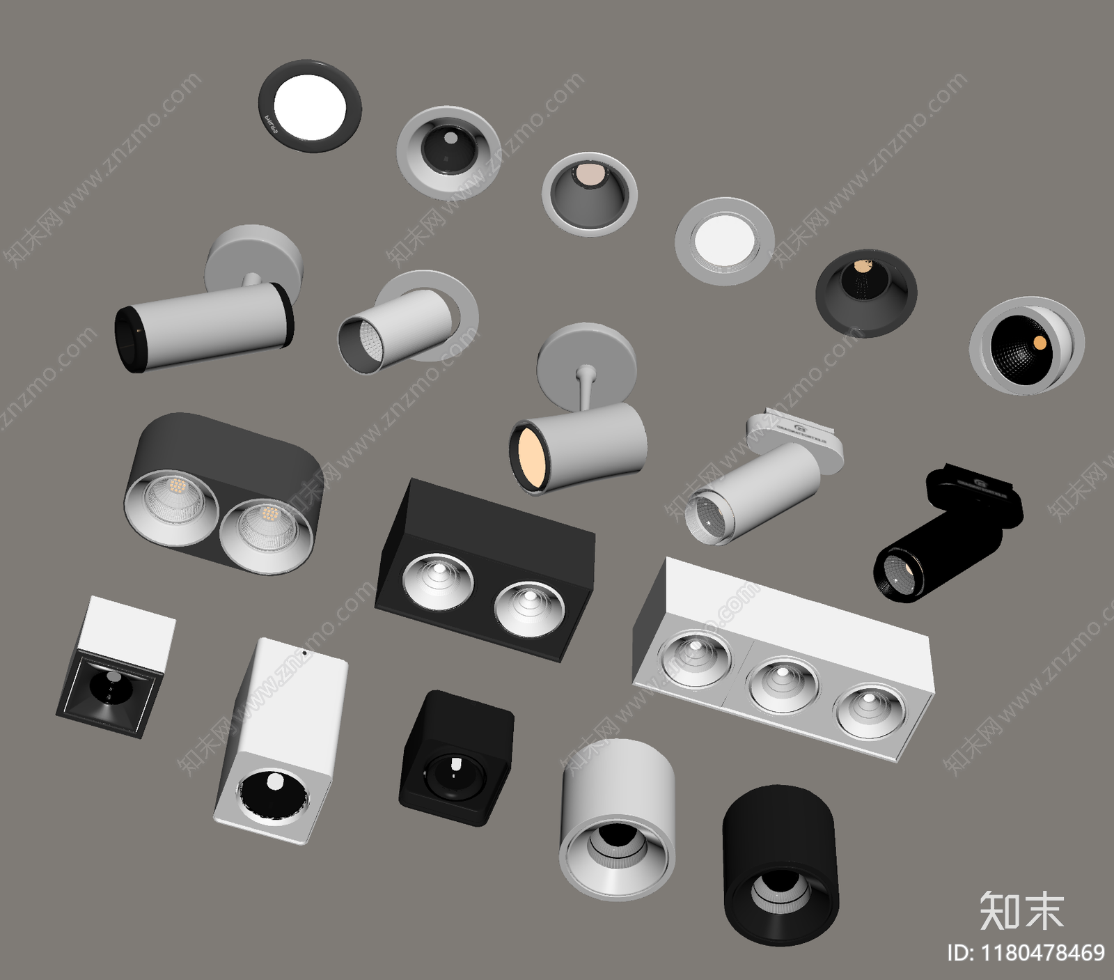 现代筒灯射灯SU模型下载【ID:1180478469】