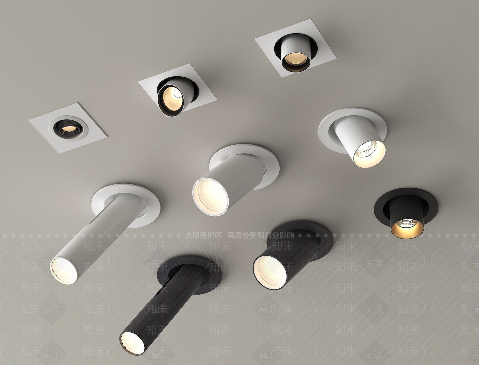 现代筒灯3D模型下载【ID:1180479264】
