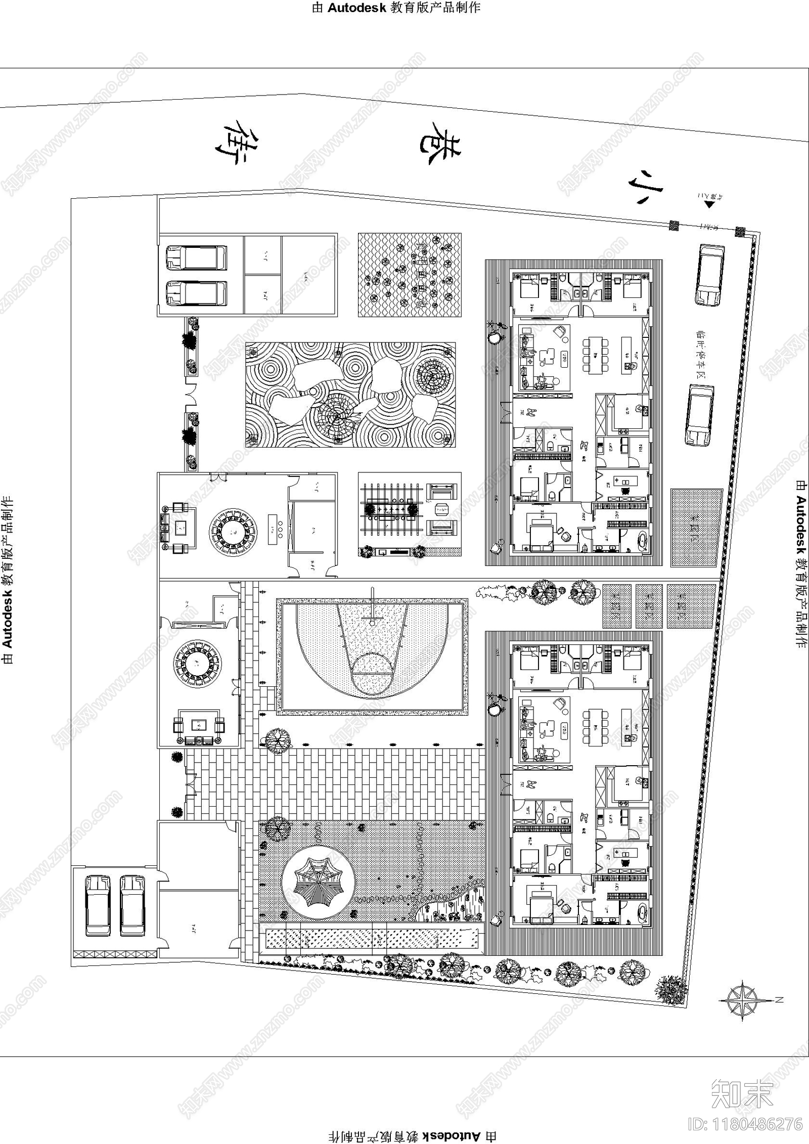 现代新中式别墅建筑cad施工图下载【ID:1180486276】