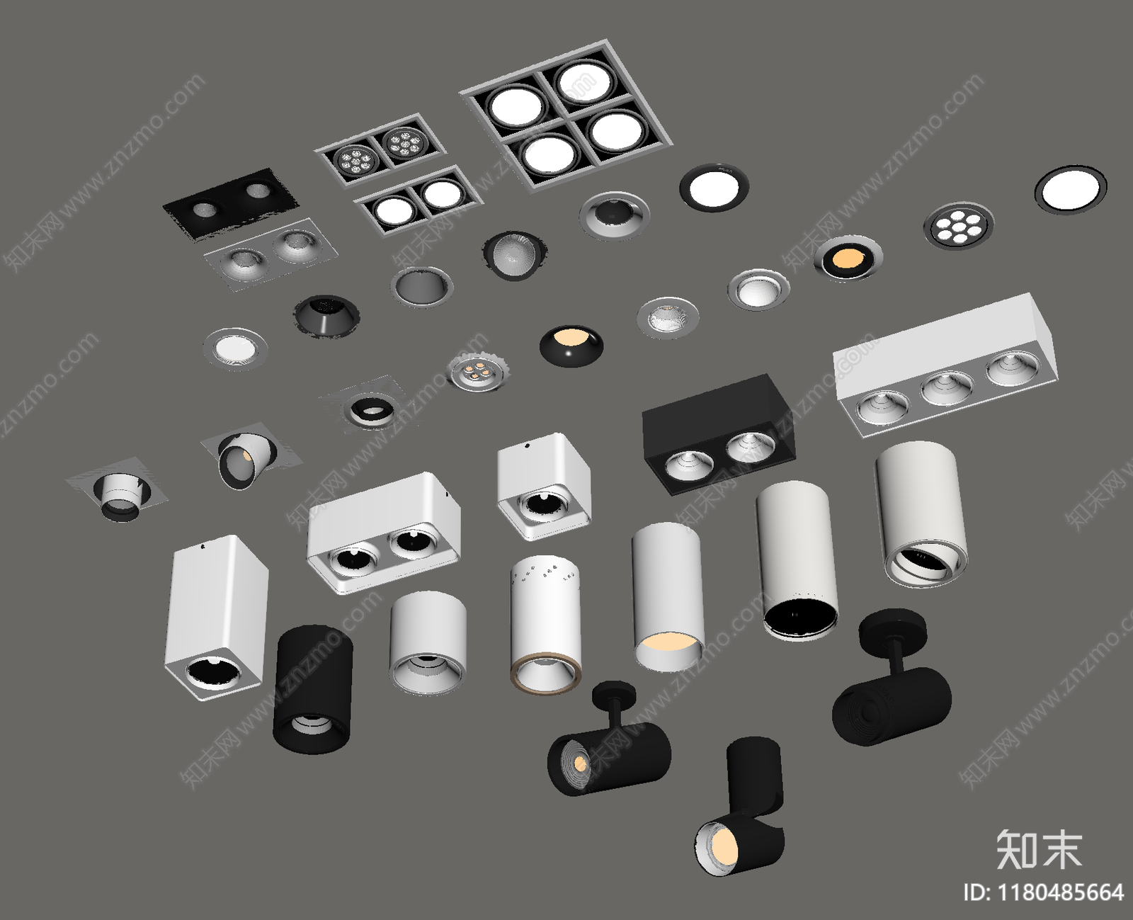 现代筒灯射灯SU模型下载【ID:1180485664】