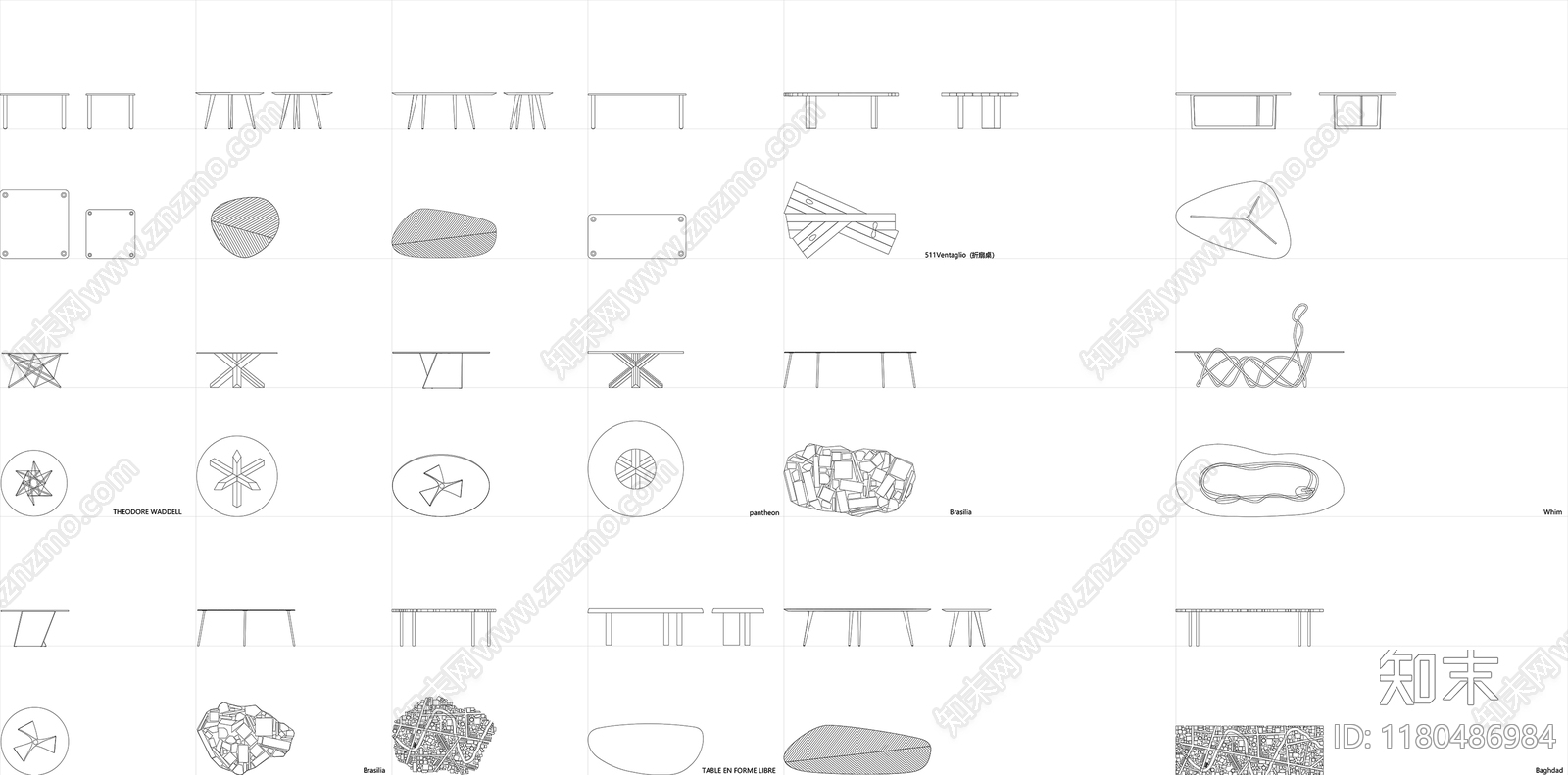 现代综合家具图库cad施工图下载【ID:1180486984】