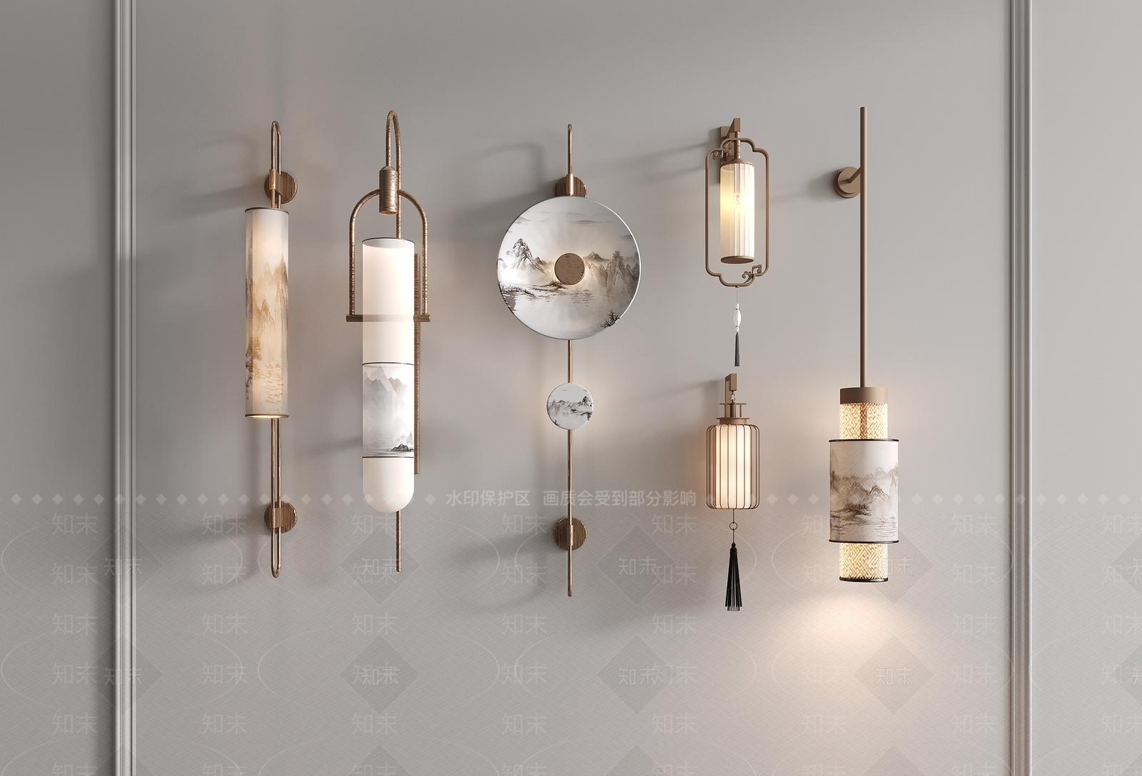 中式壁灯SU模型下载【ID:1180488558】