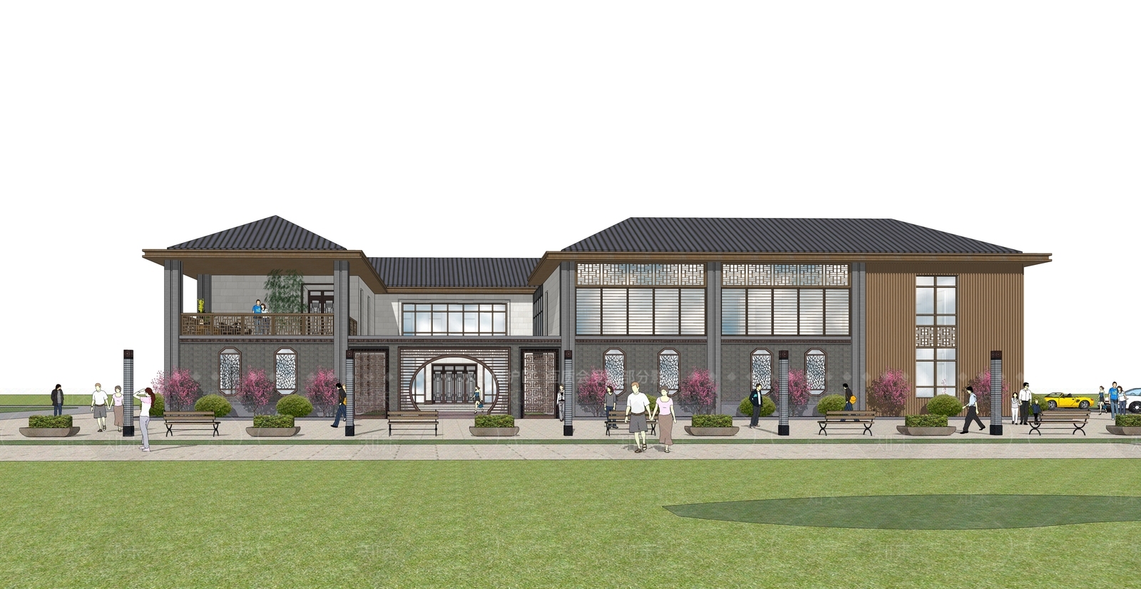 新中式小公建SU模型下载【ID:1180494711】