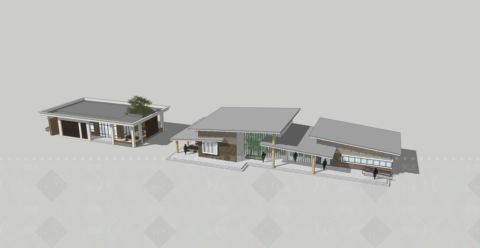 新中式现代小公建SU模型下载【ID:1180495590】