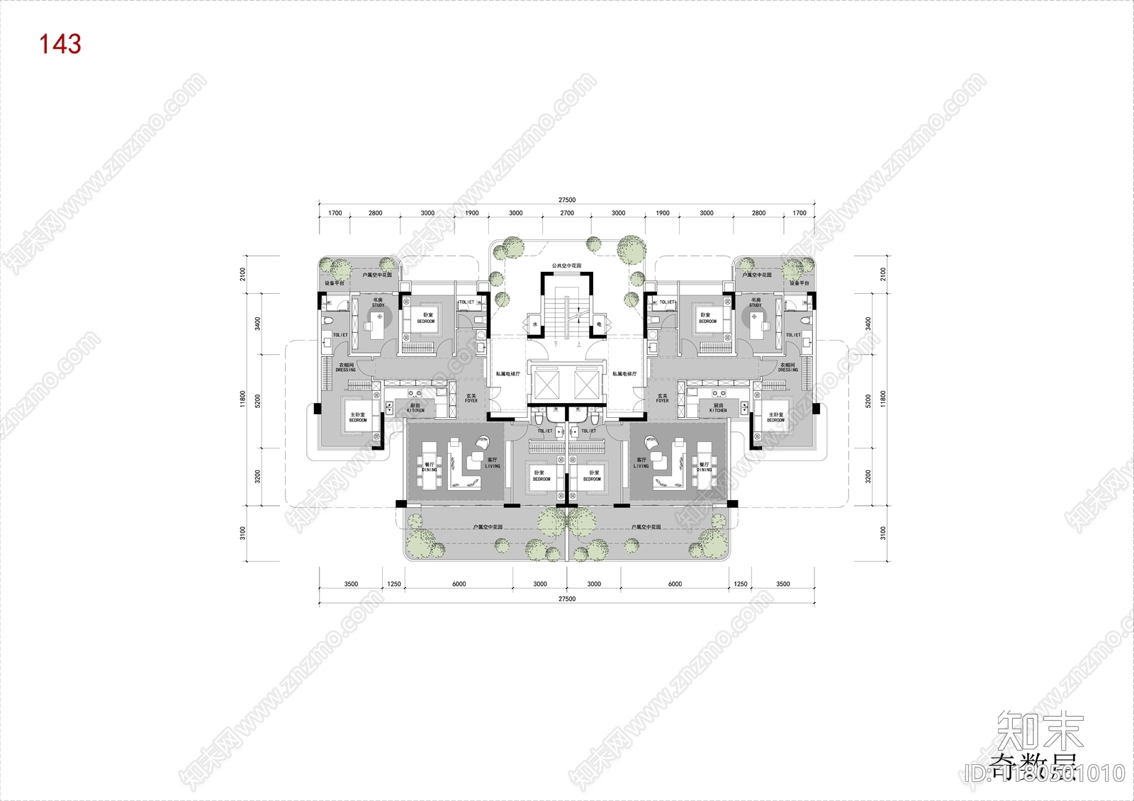 现代住宅楼建筑施工图下载【ID:1180501010】