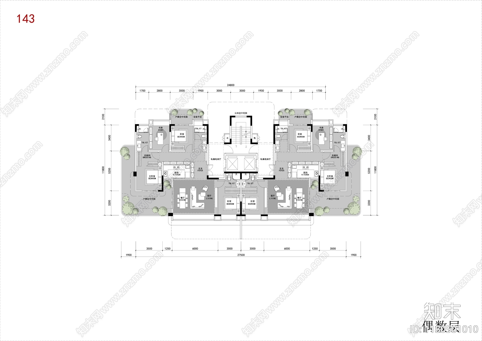 现代住宅楼建筑施工图下载【ID:1180501010】