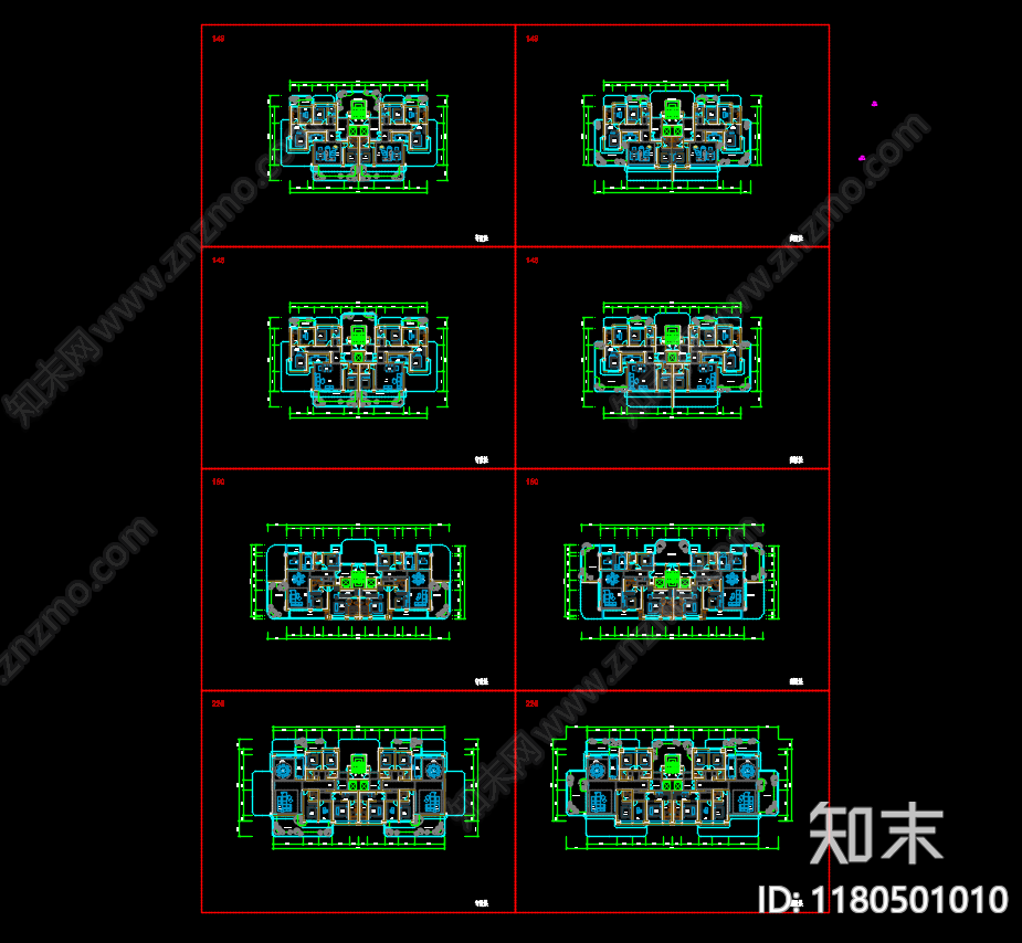 现代住宅楼建筑施工图下载【ID:1180501010】