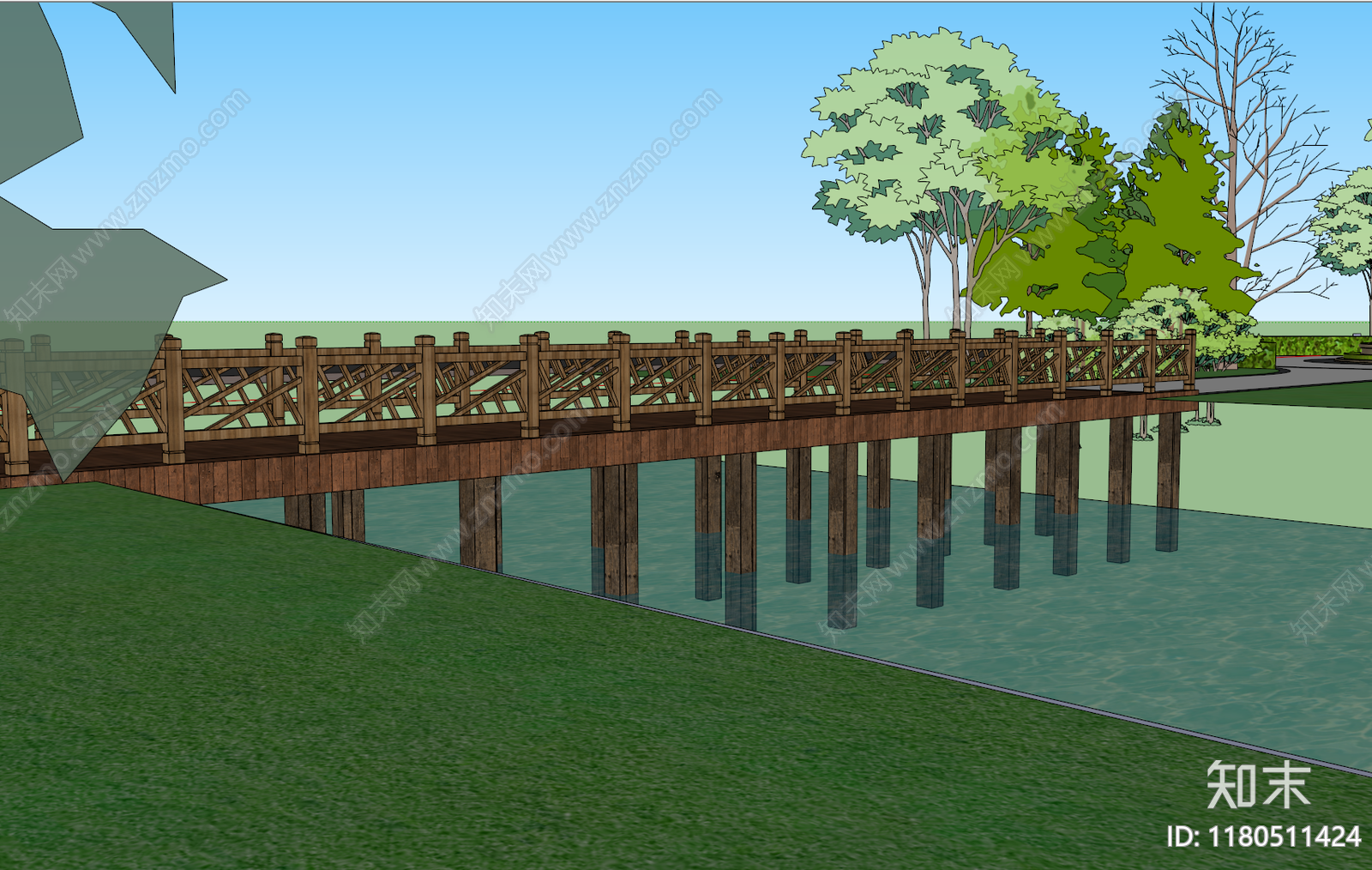 现代滨水景观SU模型下载【ID:1180511424】