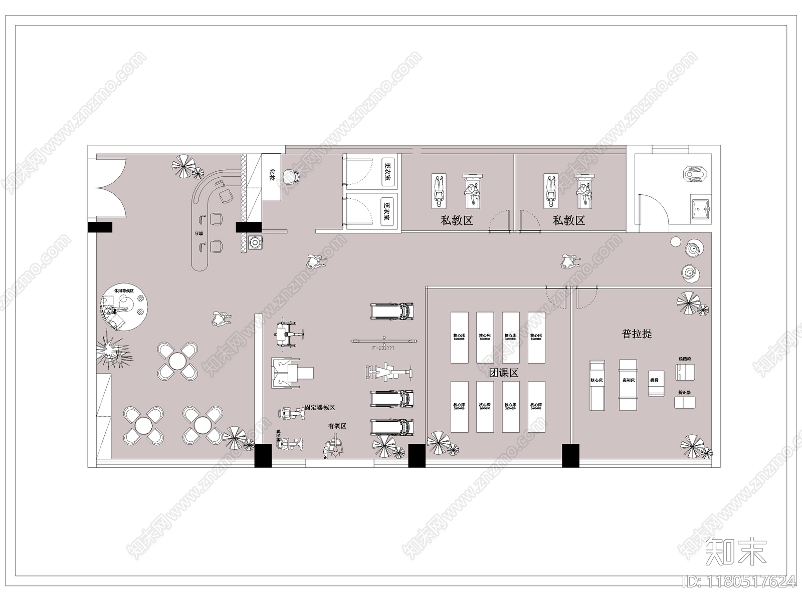 现代瑜伽馆施工图下载【ID:1180517624】