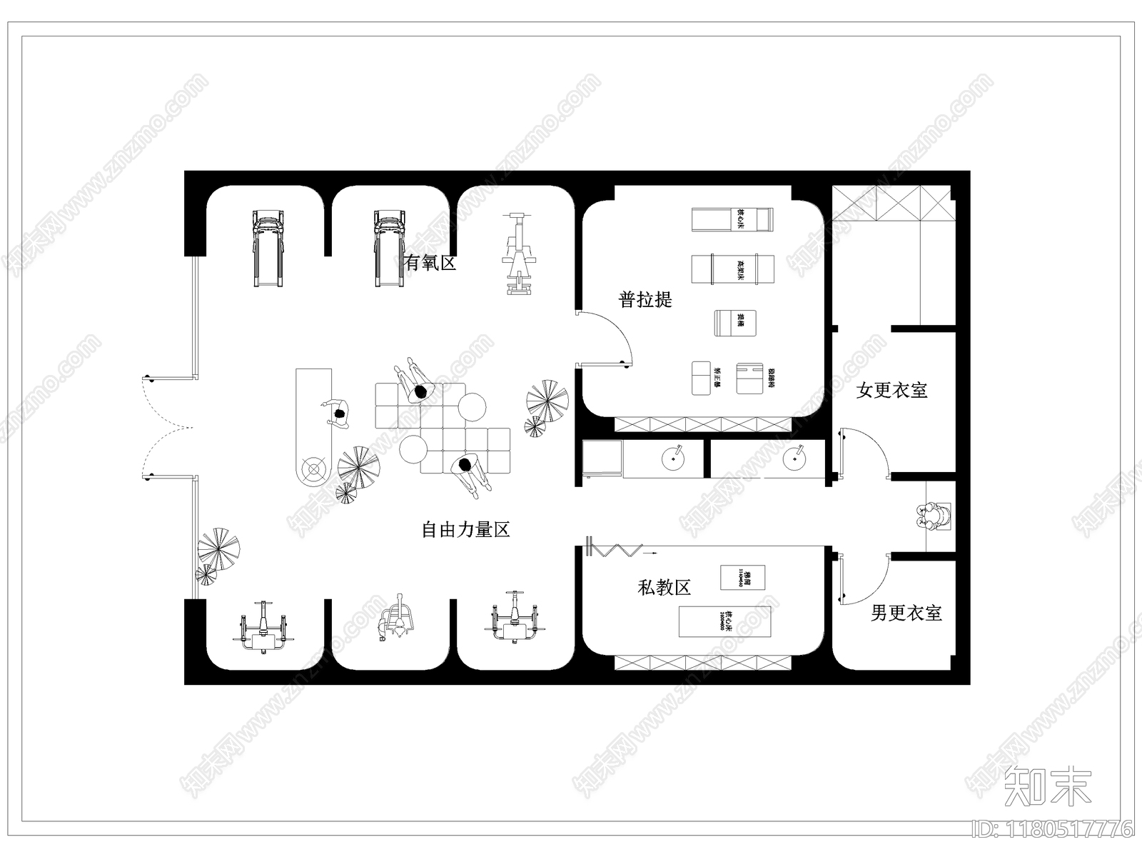 现代瑜伽馆施工图下载【ID:1180517776】