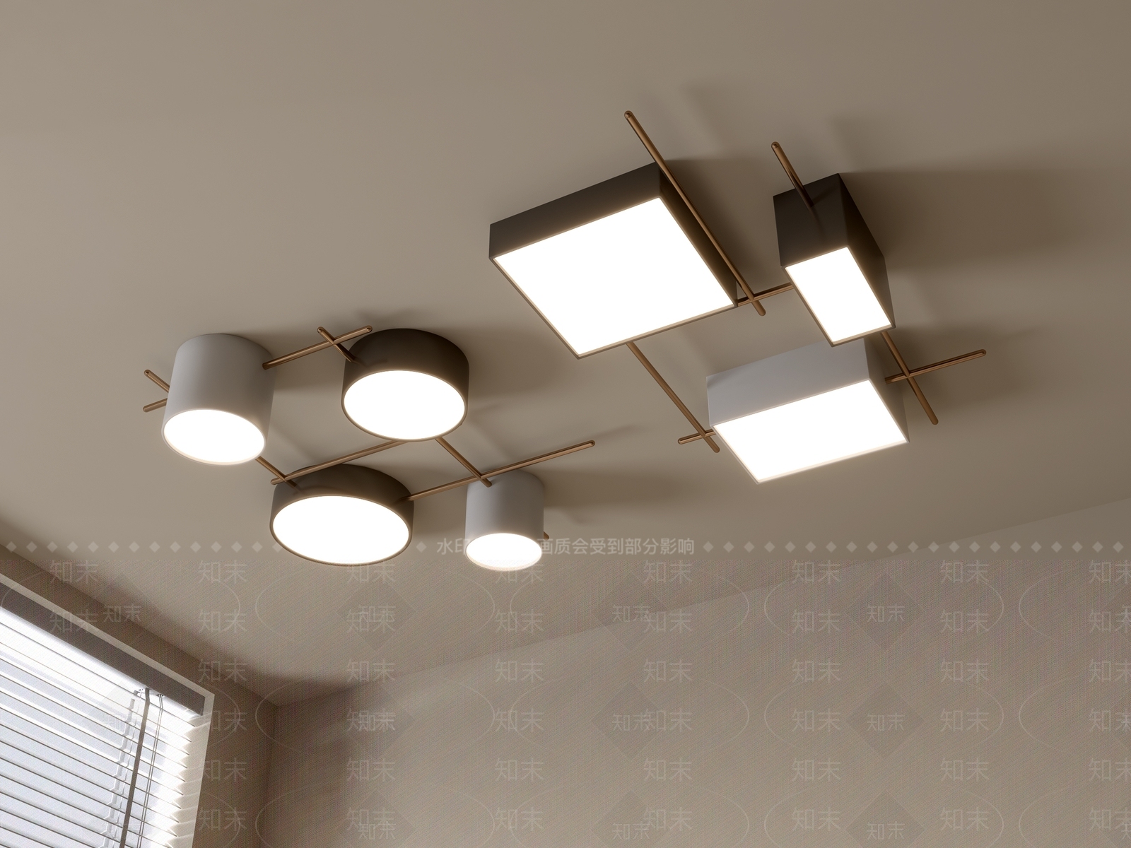 现代轻奢吸顶灯3D模型下载【ID:1180521918】