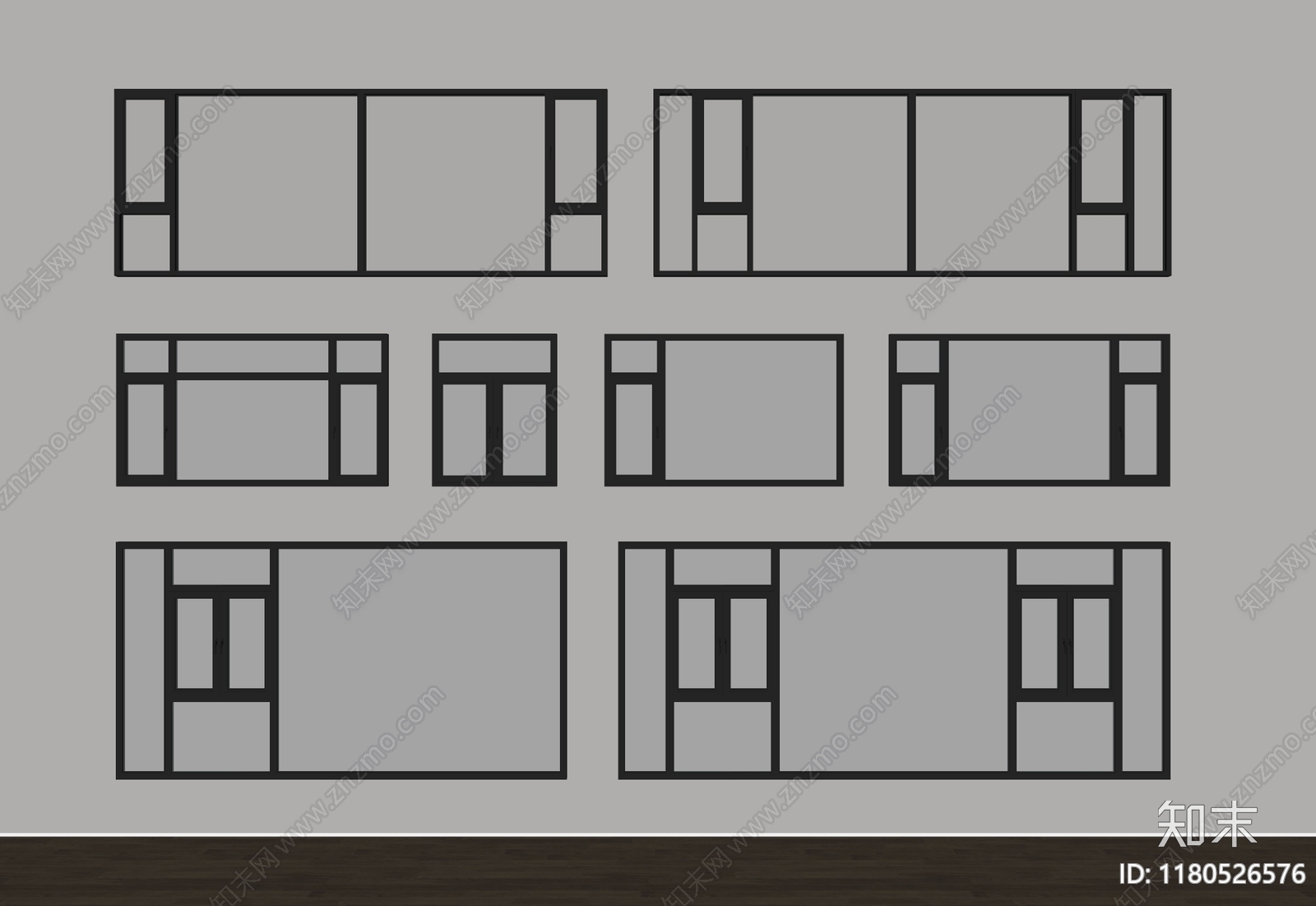 现代窗户组合SU模型下载【ID:1180526576】