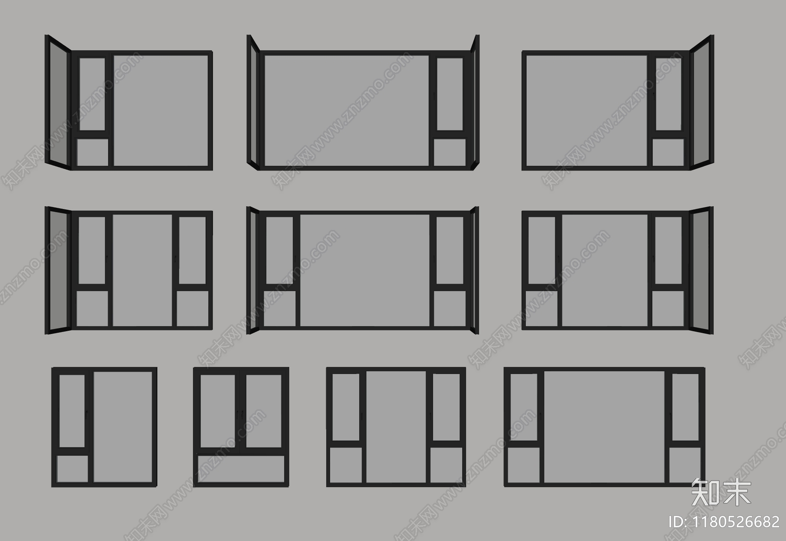 现代平开窗SU模型下载【ID:1180526682】