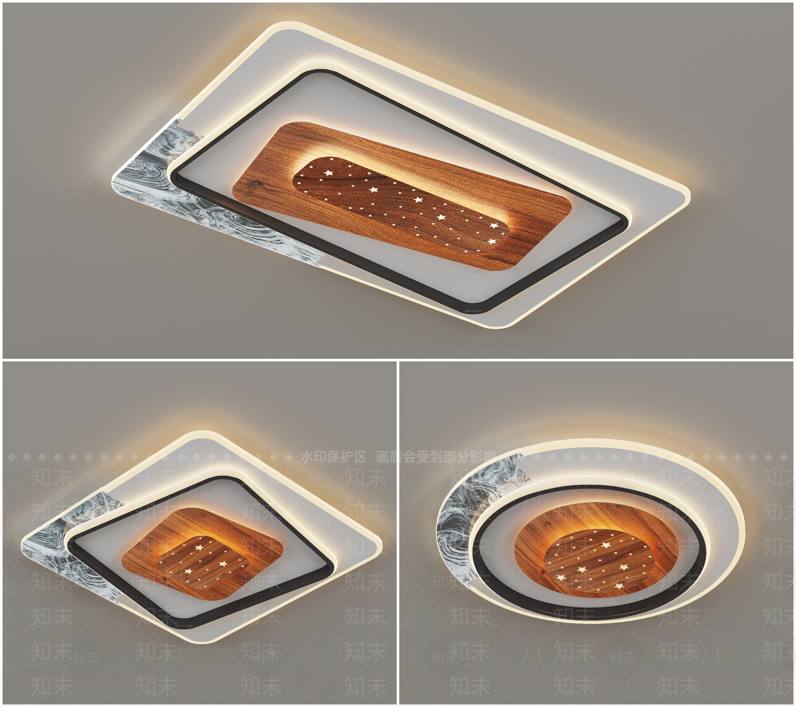侘寂中古灯具组合3D模型下载【ID:1180526857】