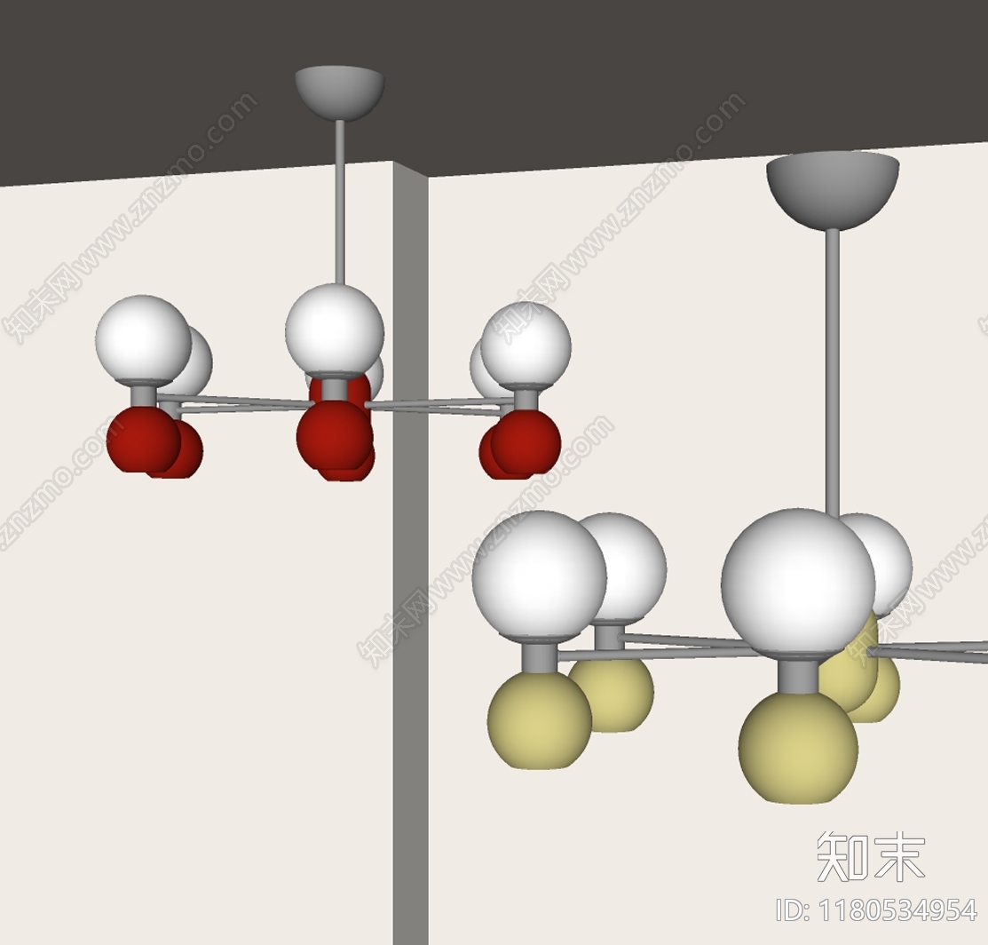 现代奶油吊灯SU模型下载【ID:1180534954】