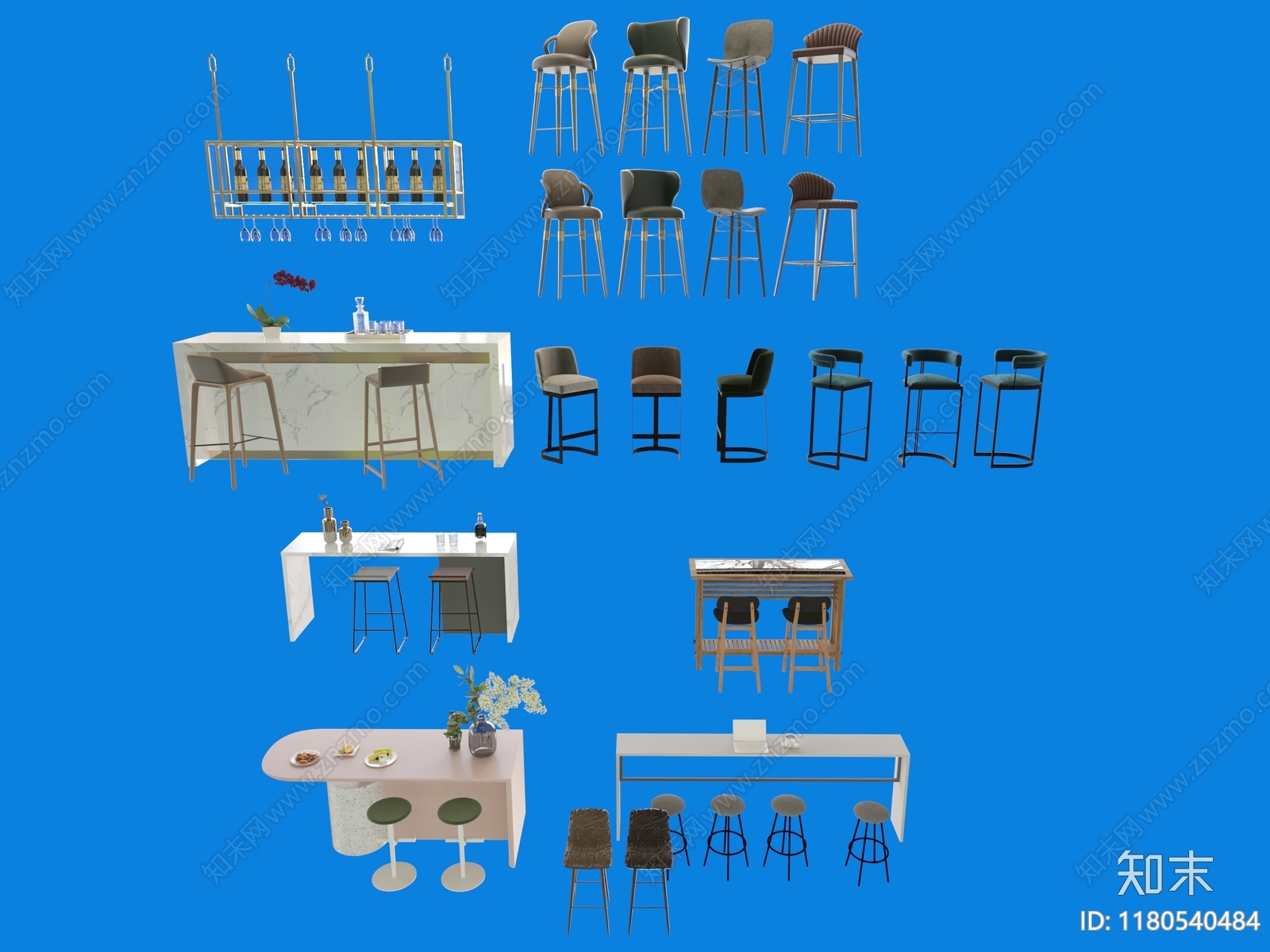 现代吧凳3D模型下载【ID:1180540484】