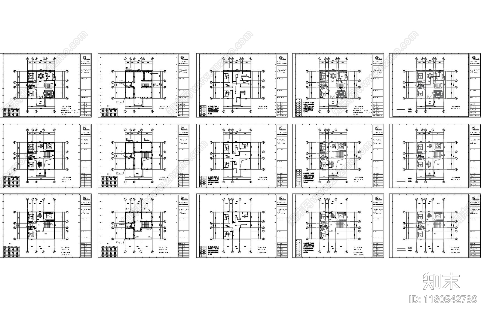 现代别墅建筑施工图下载【ID:1180542739】