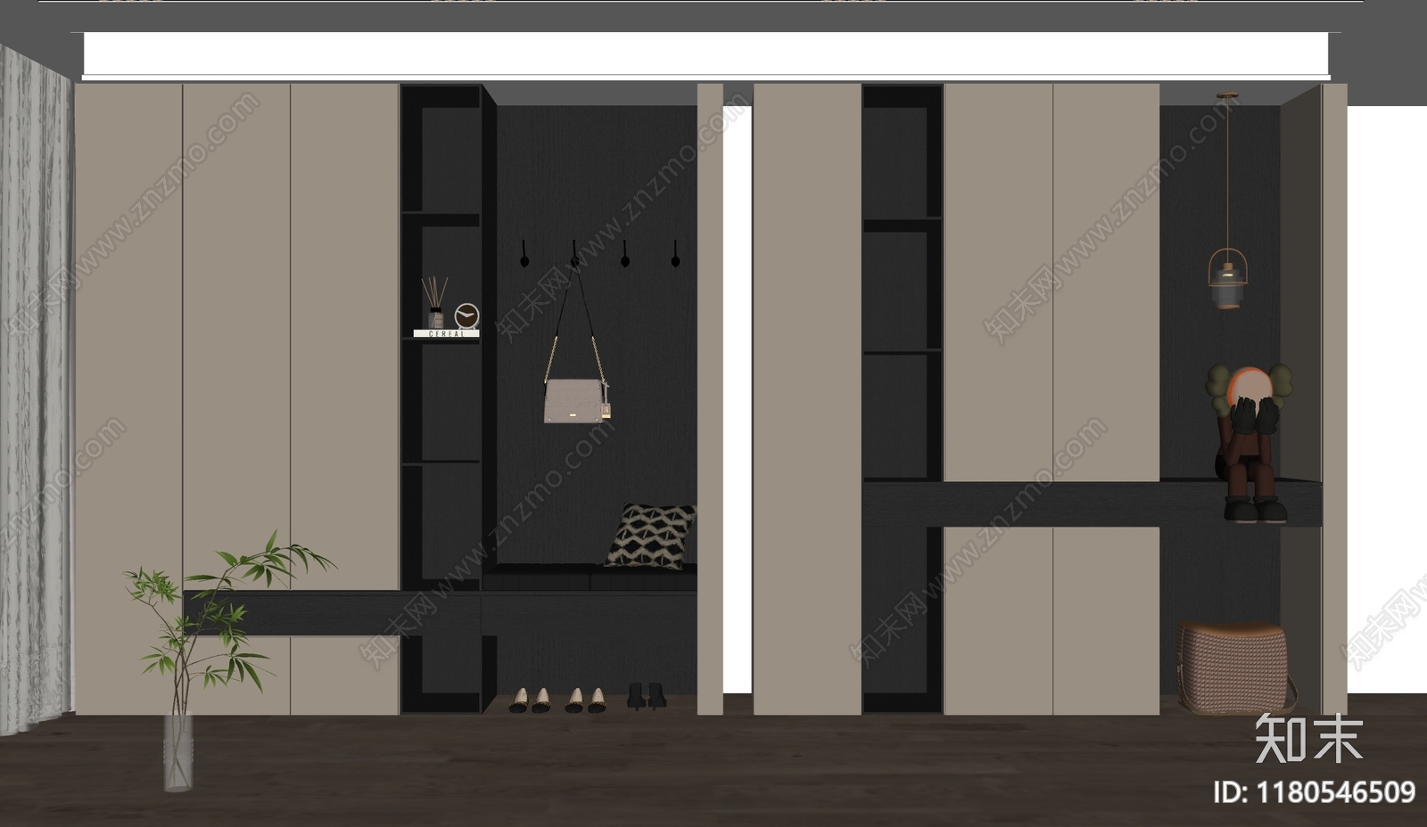 现代玄关柜SU模型下载【ID:1180546509】