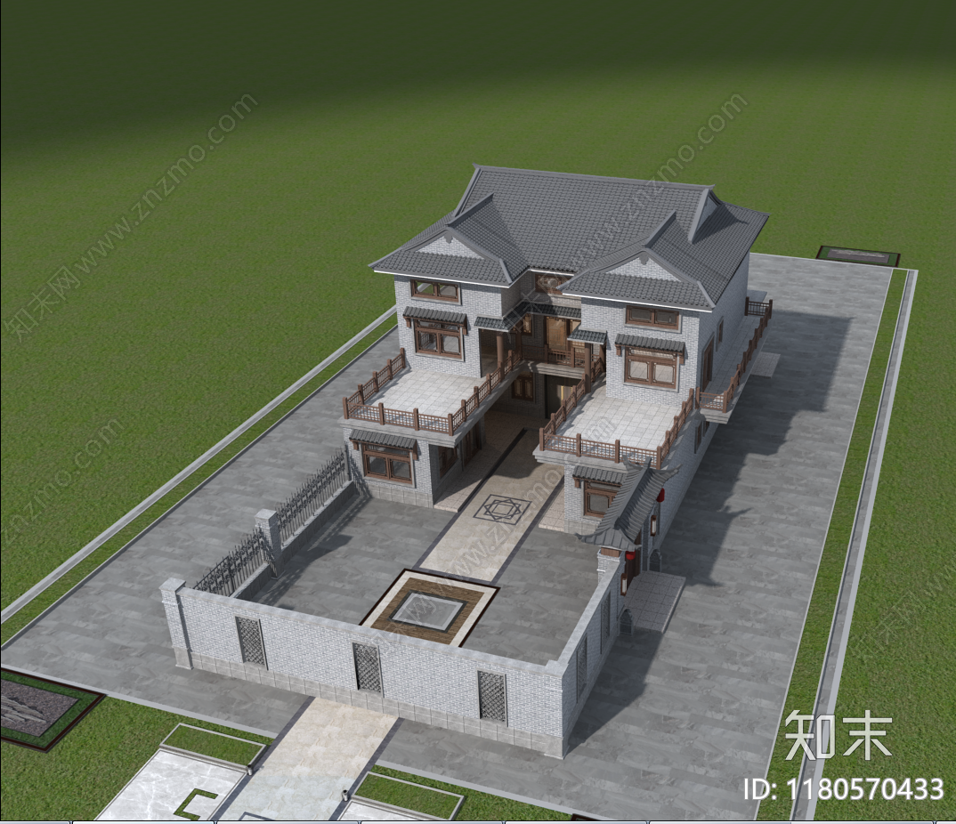 中式别墅建筑施工图下载【ID:1180570433】