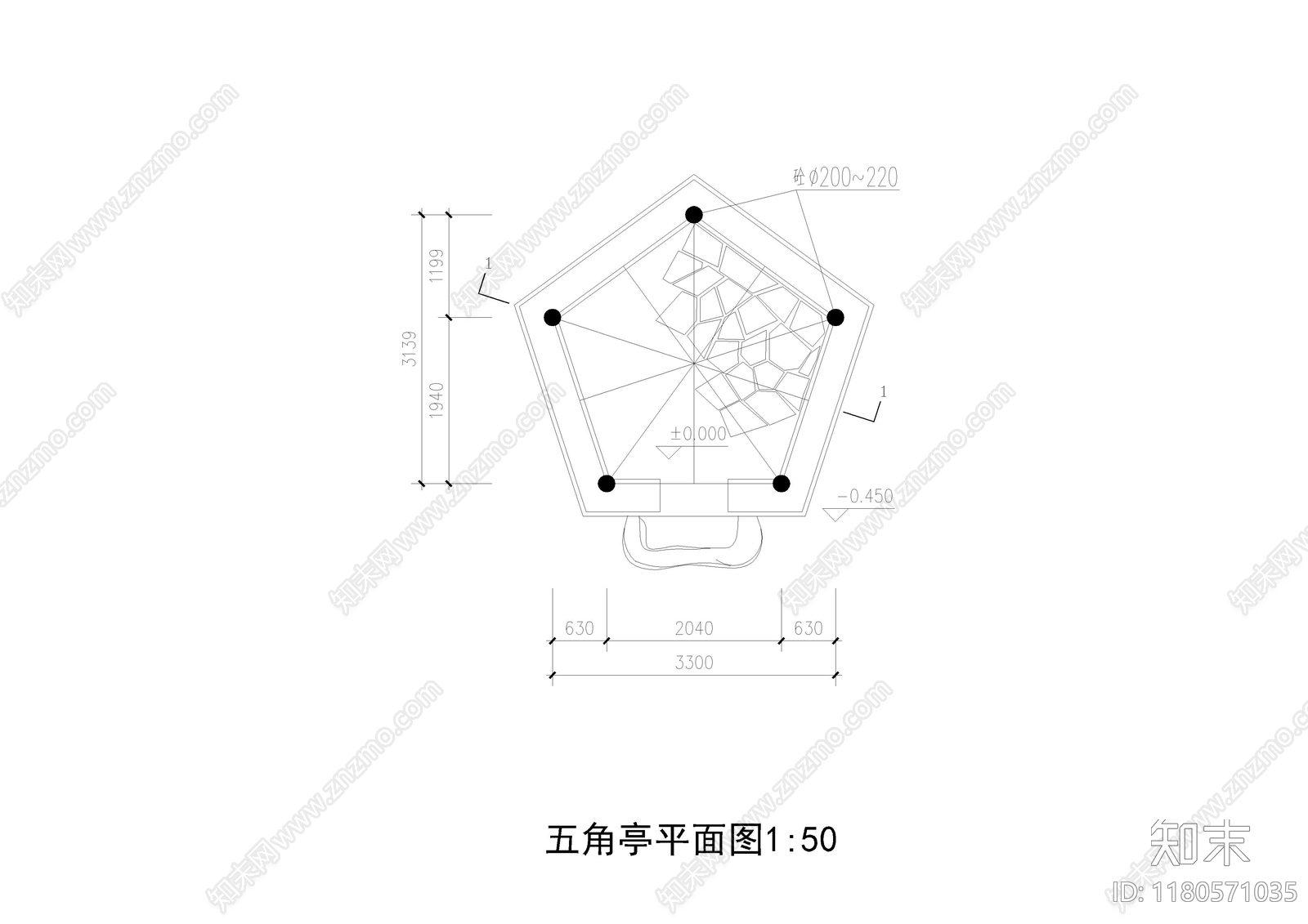 中式新中式亭子施工图下载【ID:1180571035】