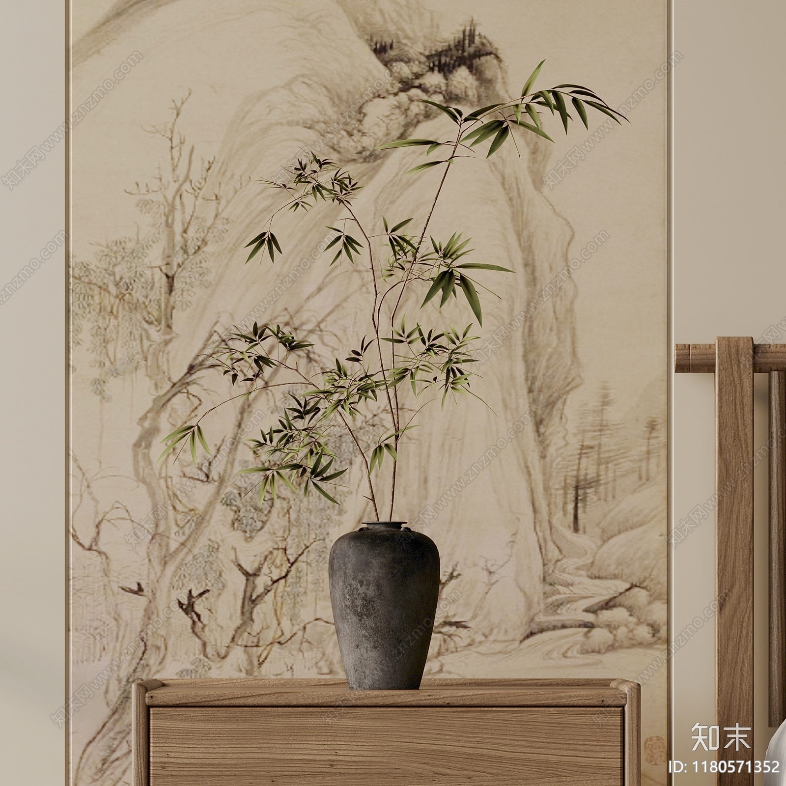 新中式花艺3D模型下载【ID:1180571352】