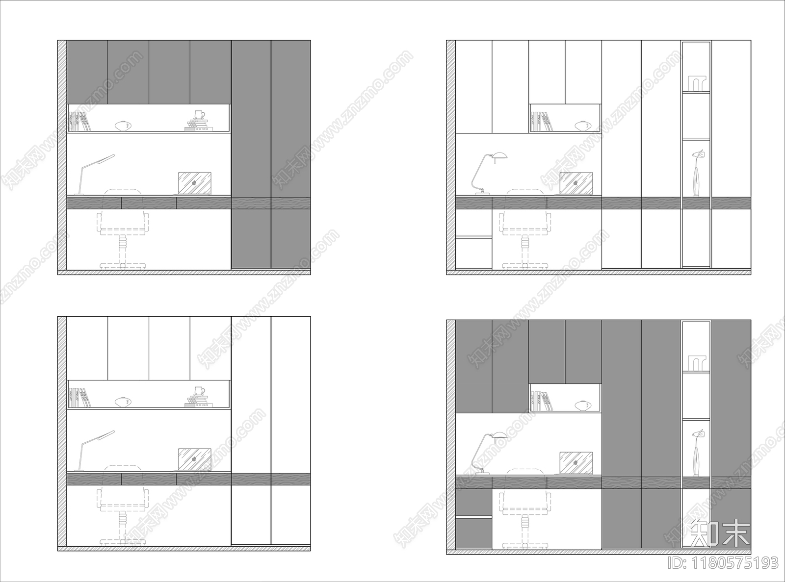 现代柜子cad施工图下载【ID:1180575193】