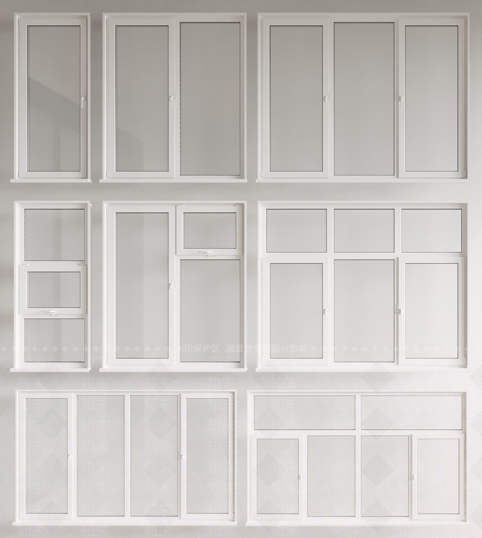 现代窗户3D模型下载【ID:1180586591】