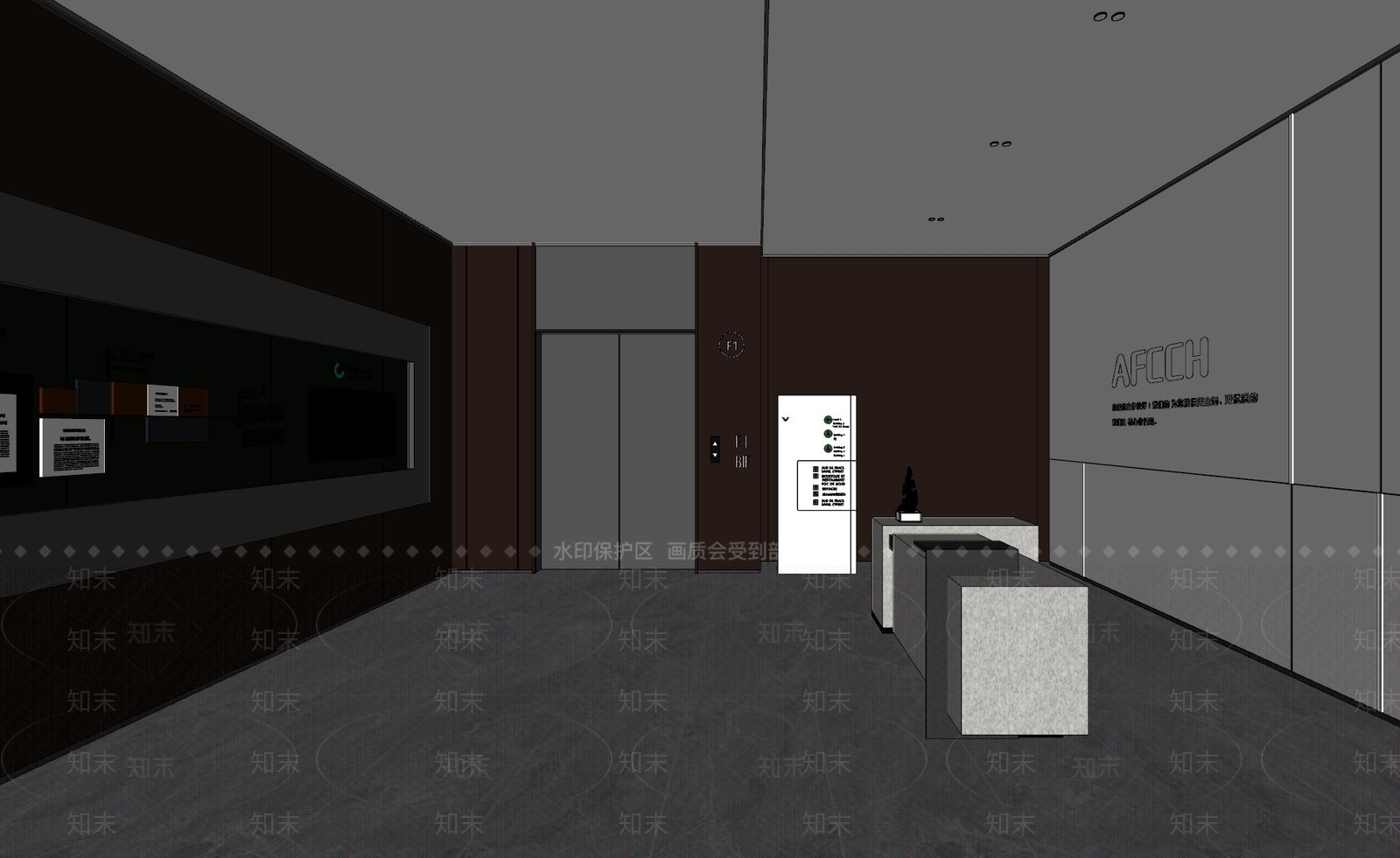 现代办公大堂SU模型下载【ID:1180587089】
