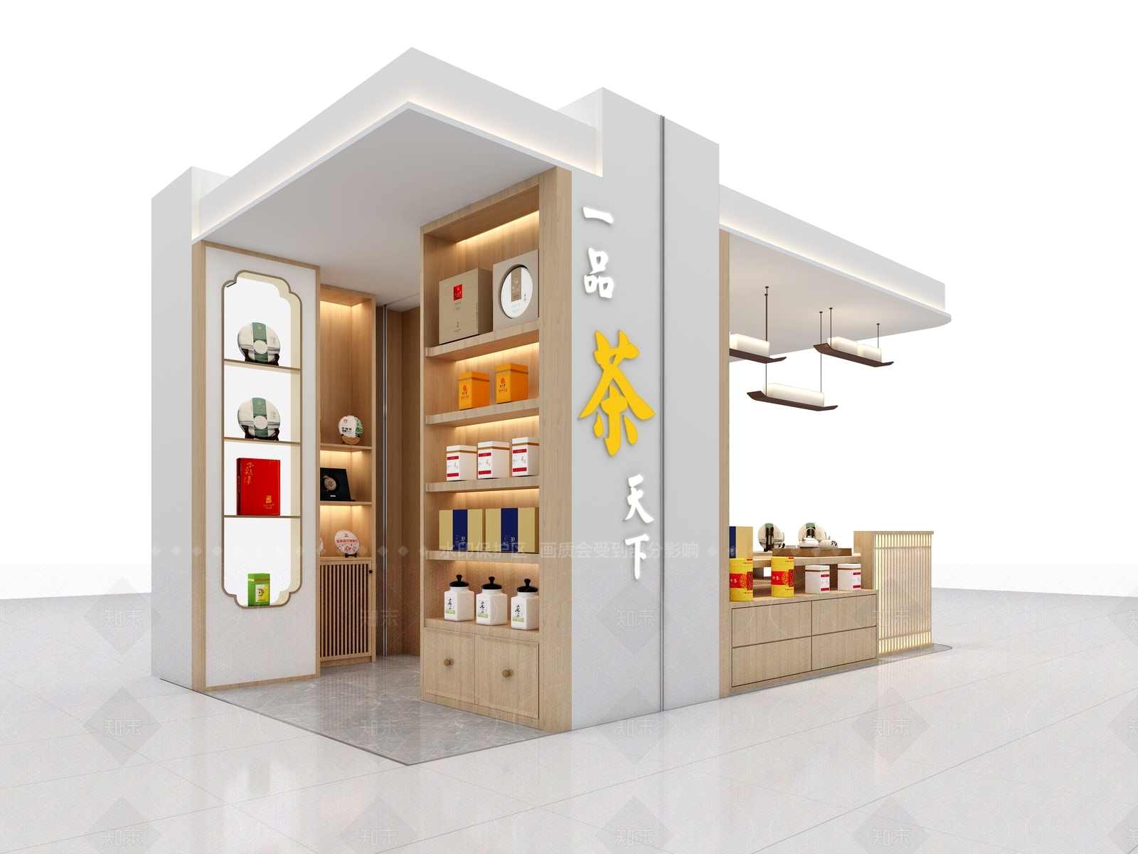 现代新中式茶叶店3D模型下载【ID:1180591504】