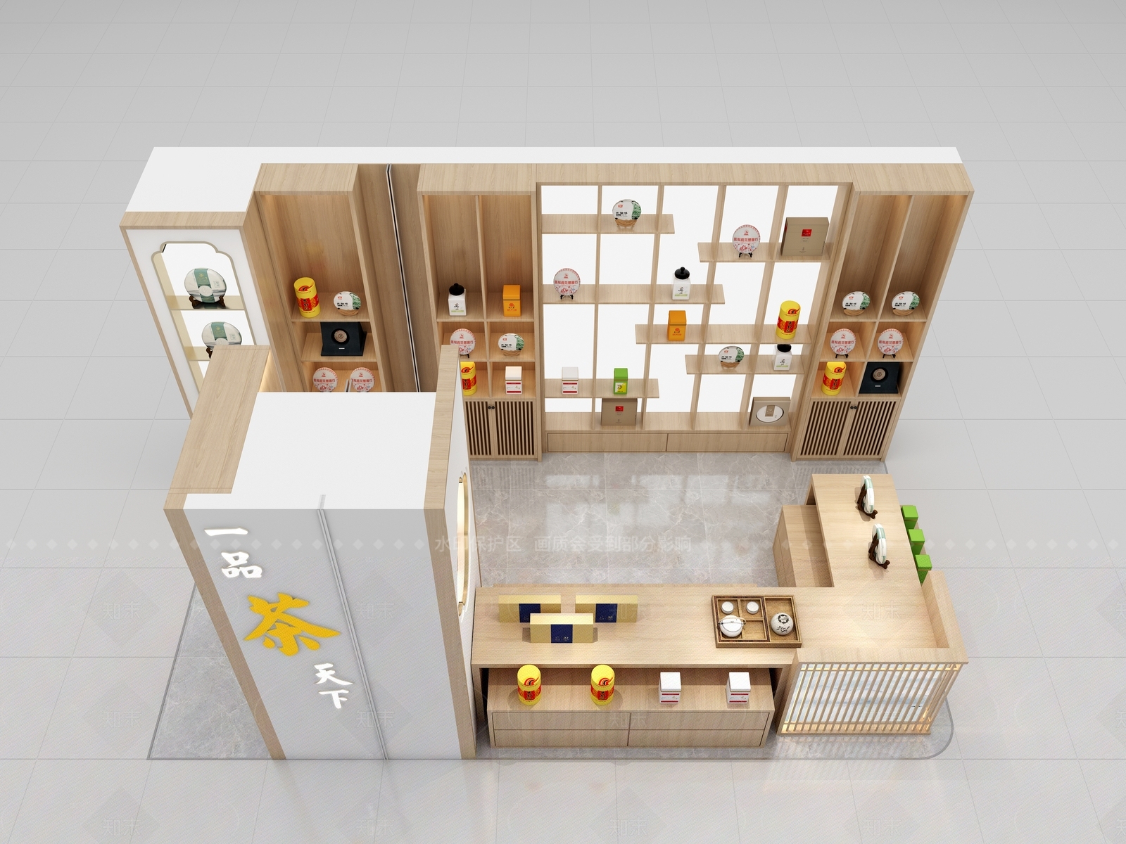 现代新中式茶叶店3D模型下载【ID:1180591504】