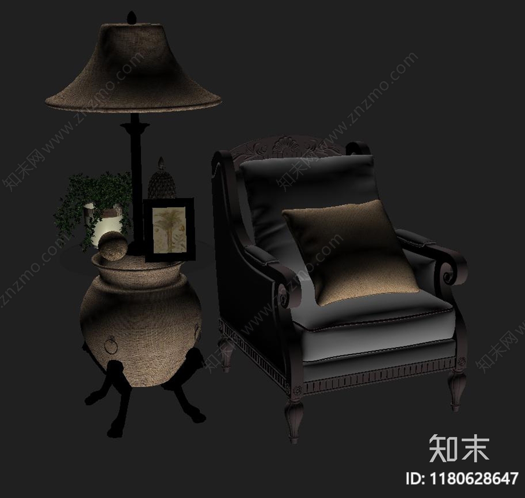 现代美式单人沙发3D模型下载【ID:1180628647】