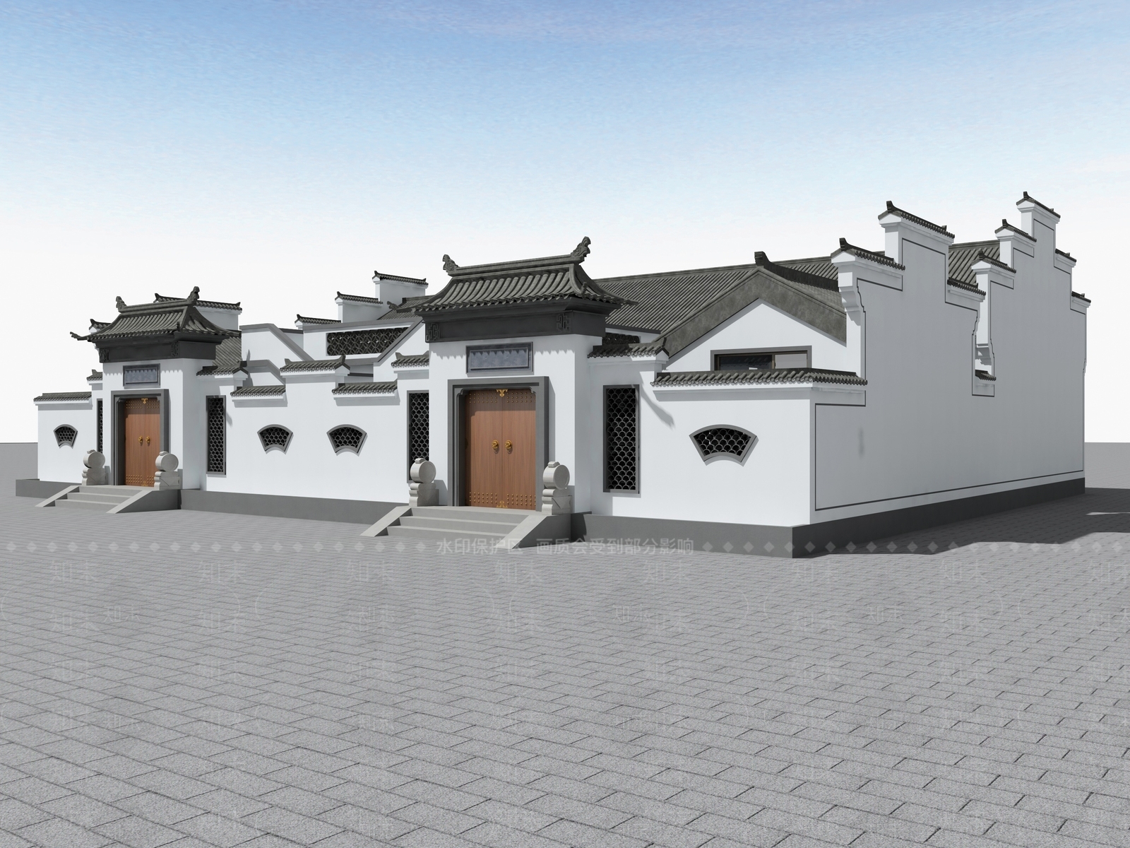 现代新中式古建3D模型下载【ID:1180592843】
