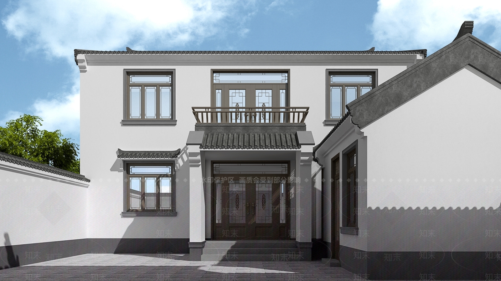 现代新中式古建3D模型下载【ID:1180593389】
