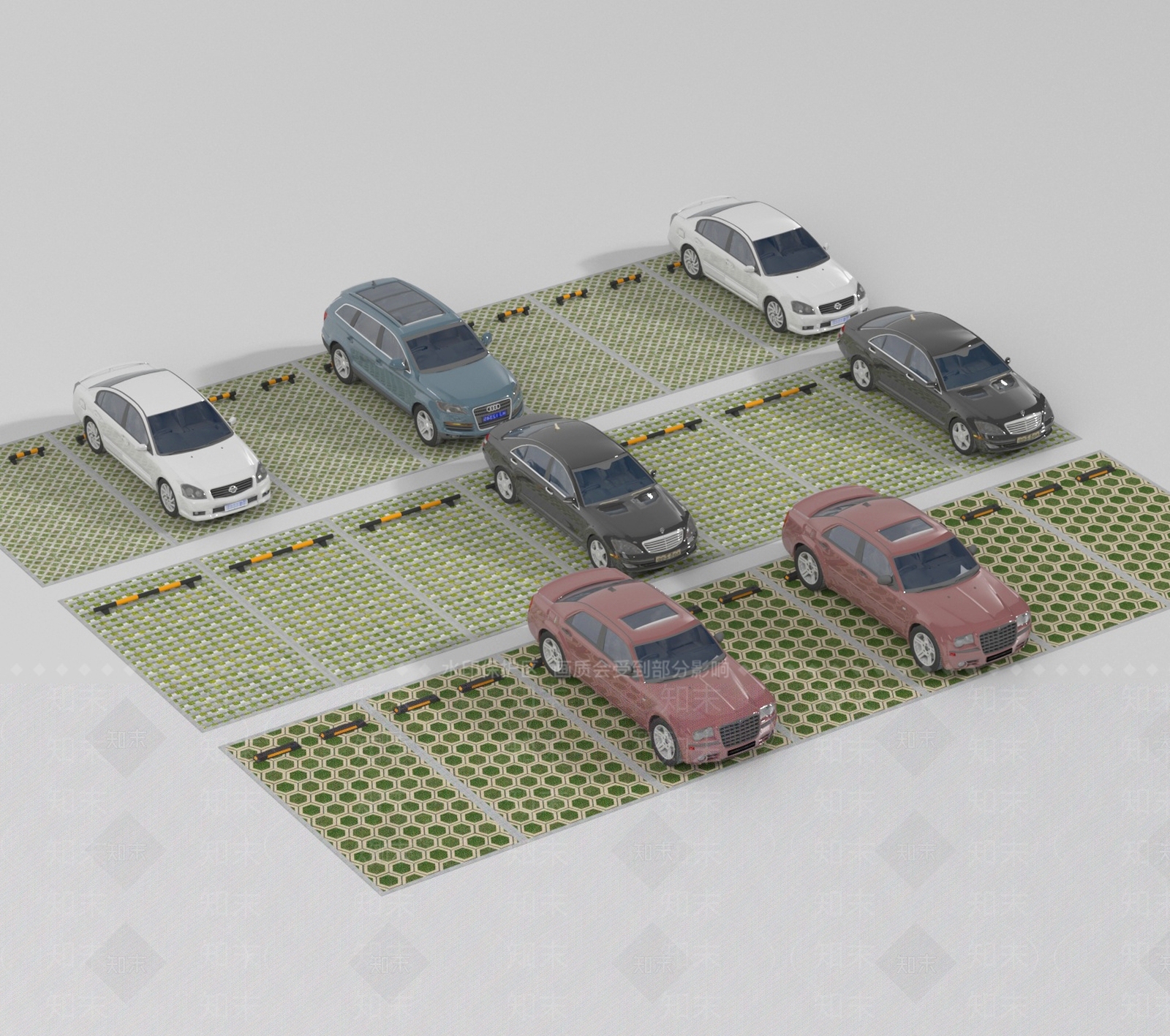 现代室内停车场3D模型下载【ID:1180596060】