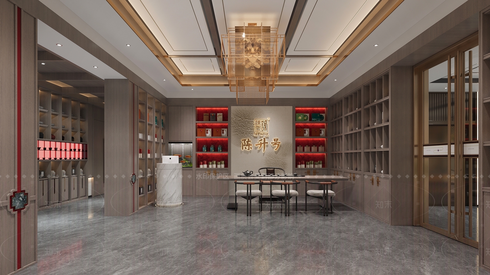 新中式茶叶店3D模型下载【ID:1180607967】