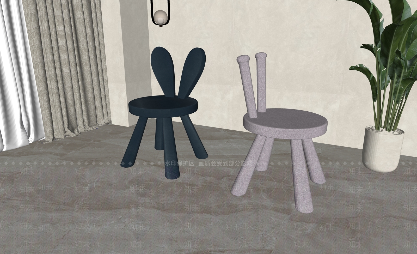 现代儿童椅SU模型下载【ID:1180614969】