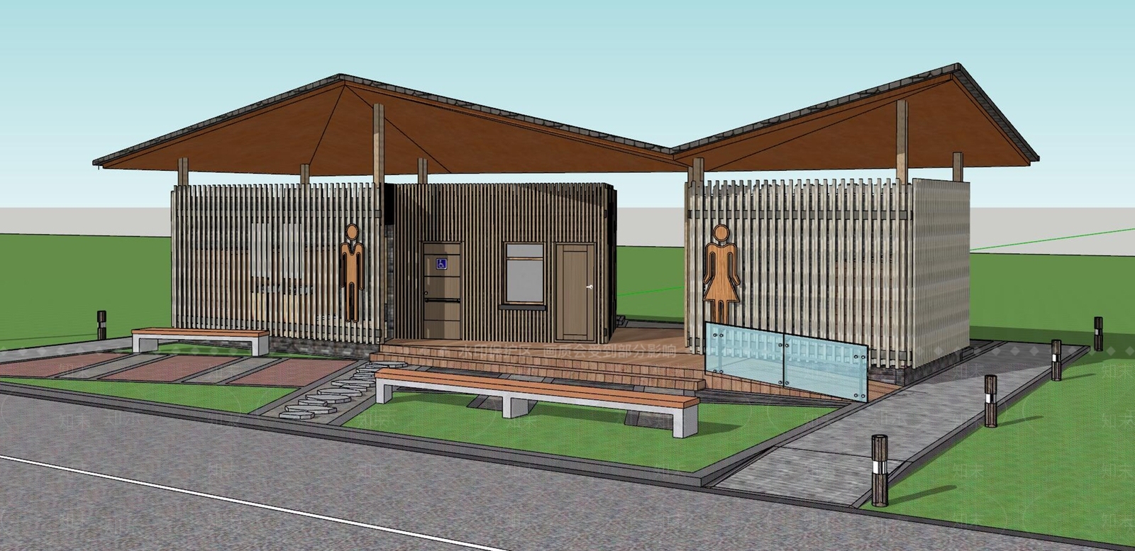 新中式小公建SU模型下载【ID:1180616873】