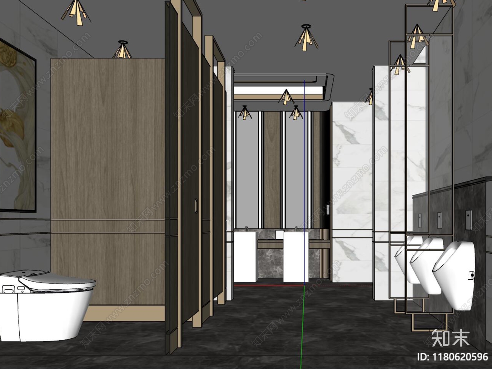 现代公共卫生间SU模型下载【ID:1180620596】