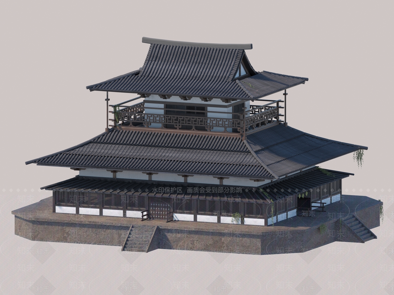 中式古建3D模型下载【ID:1180621421】