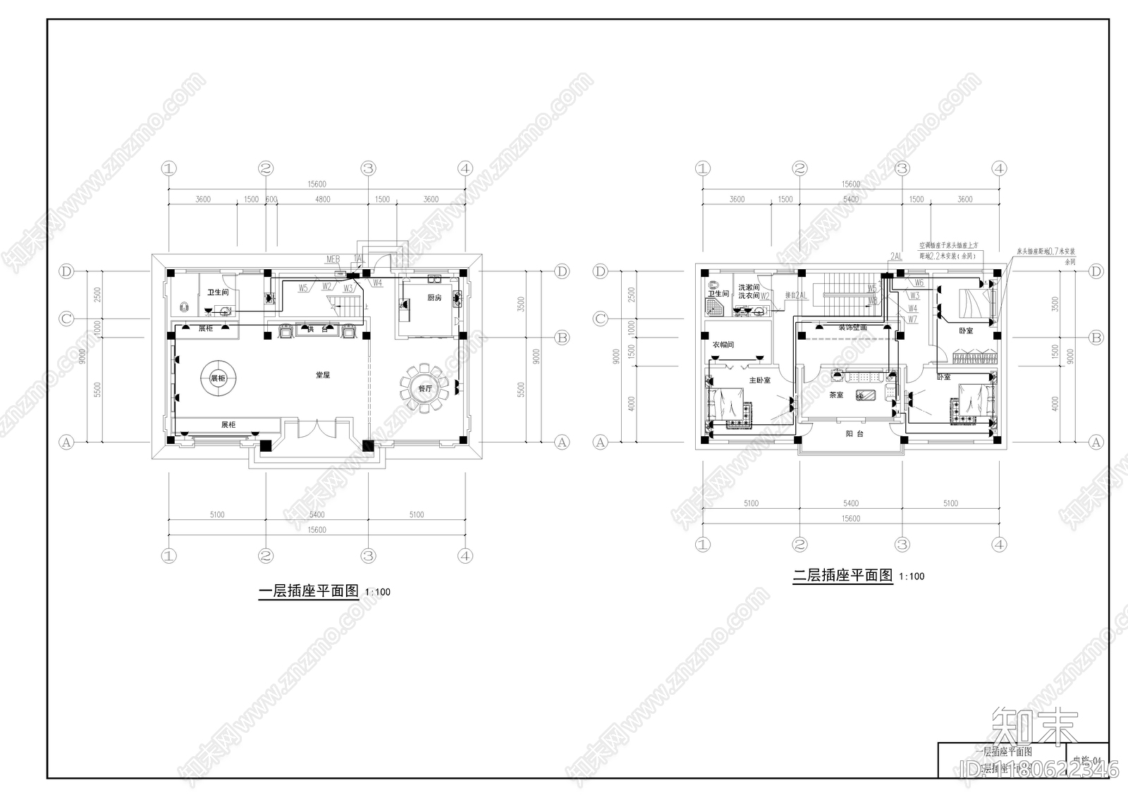 新中式别墅建筑cad施工图下载【ID:1180622346】