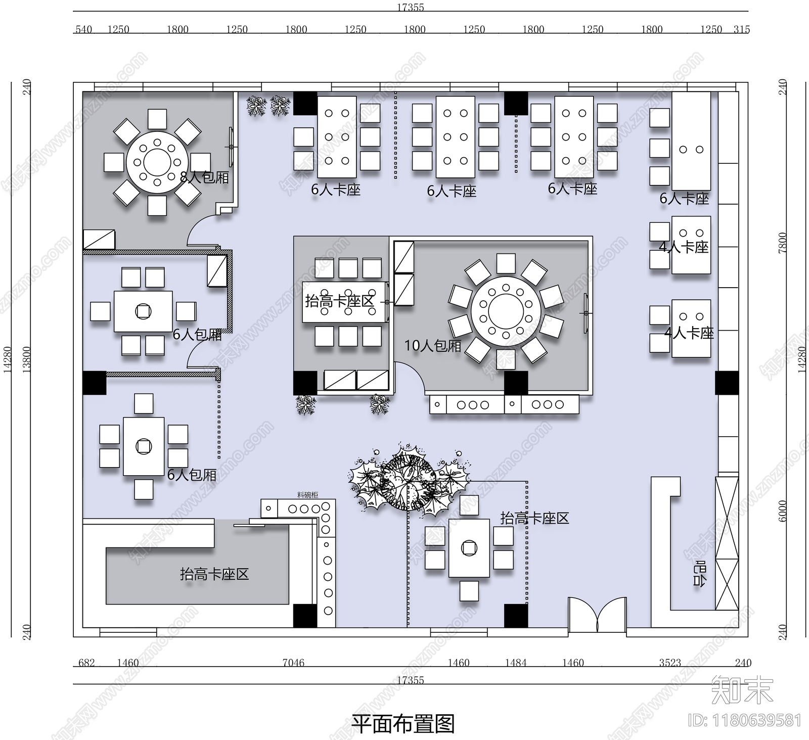现代自助餐厅施工图下载【ID:1180639581】