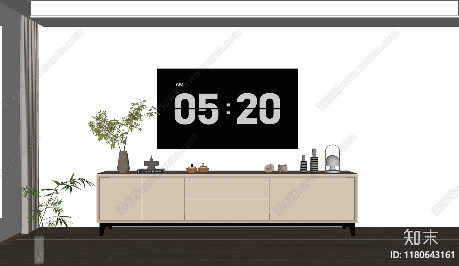 现代电视柜SU模型下载【ID:1180643161】