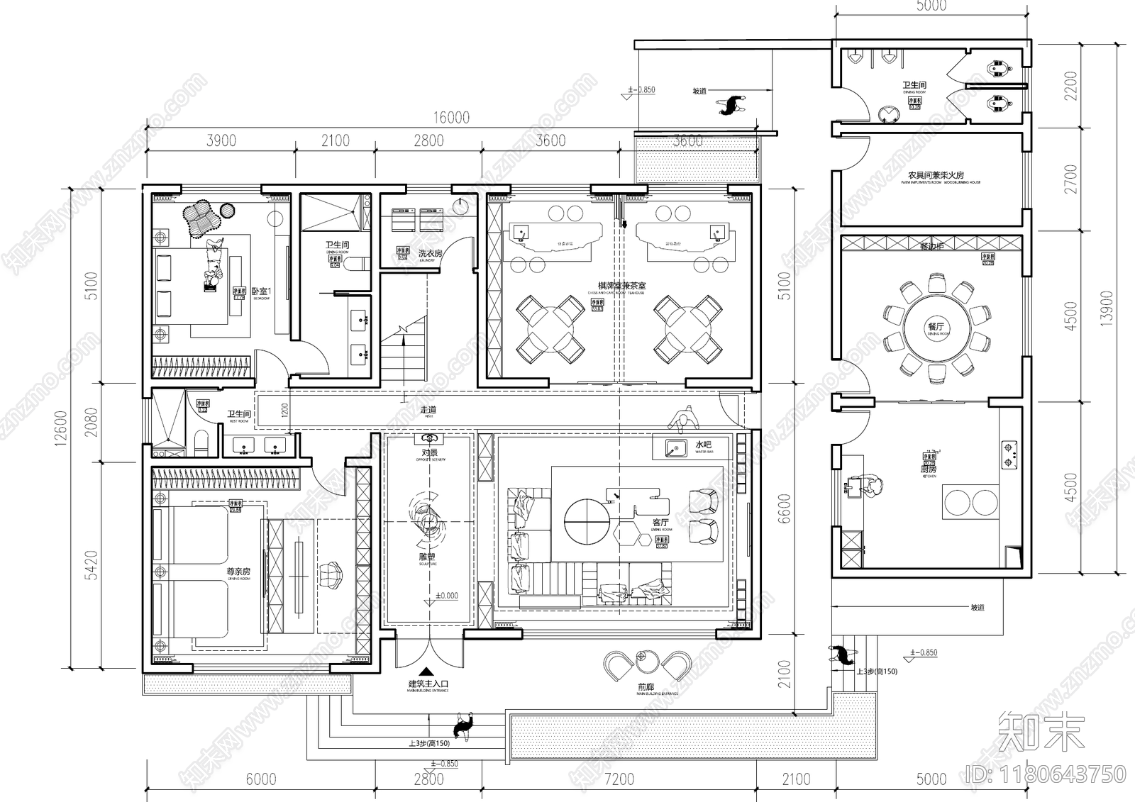 现代别墅建筑cad施工图下载【ID:1180643750】