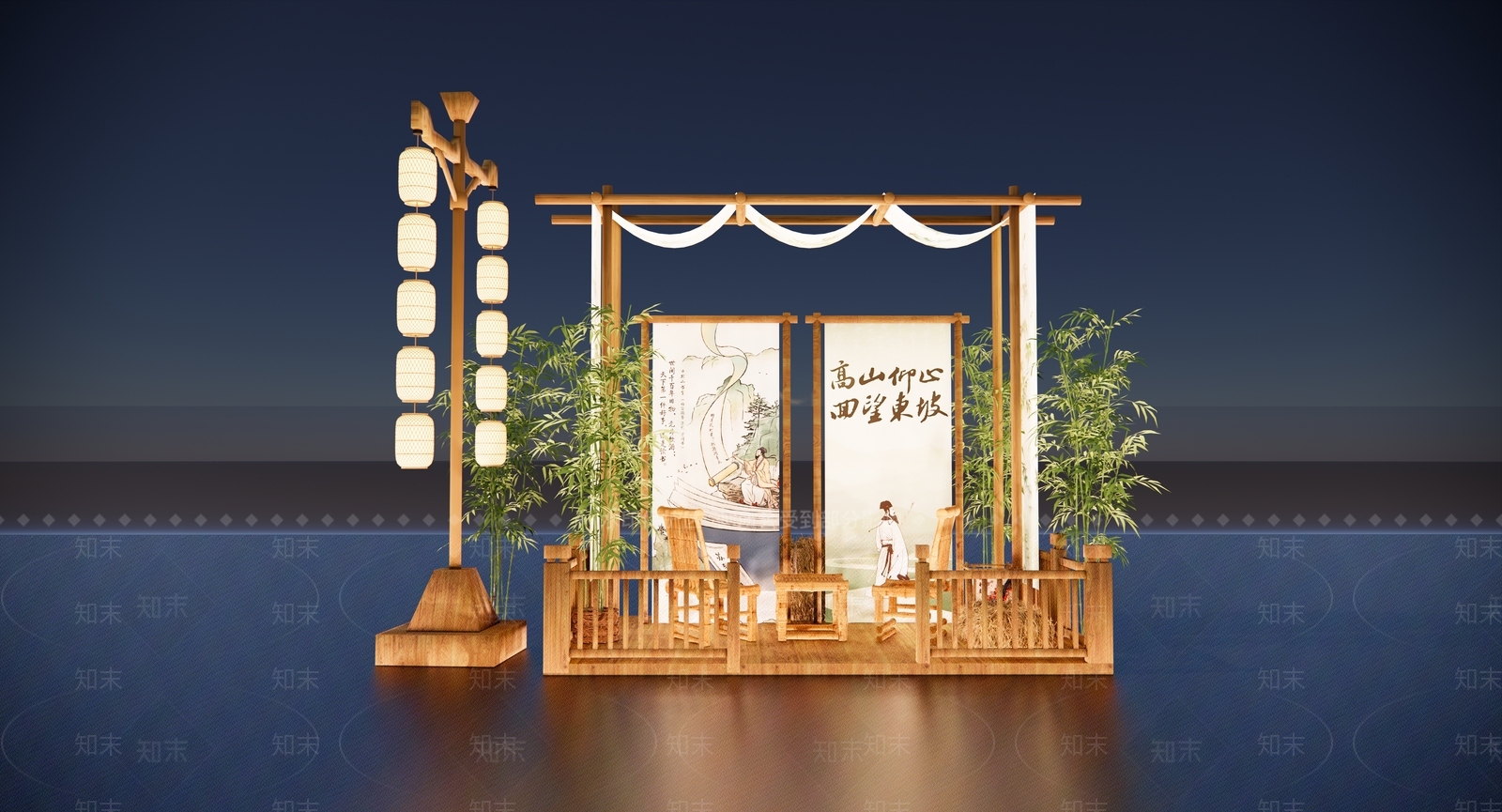 新中式美陈SU模型下载【ID:1180646018】